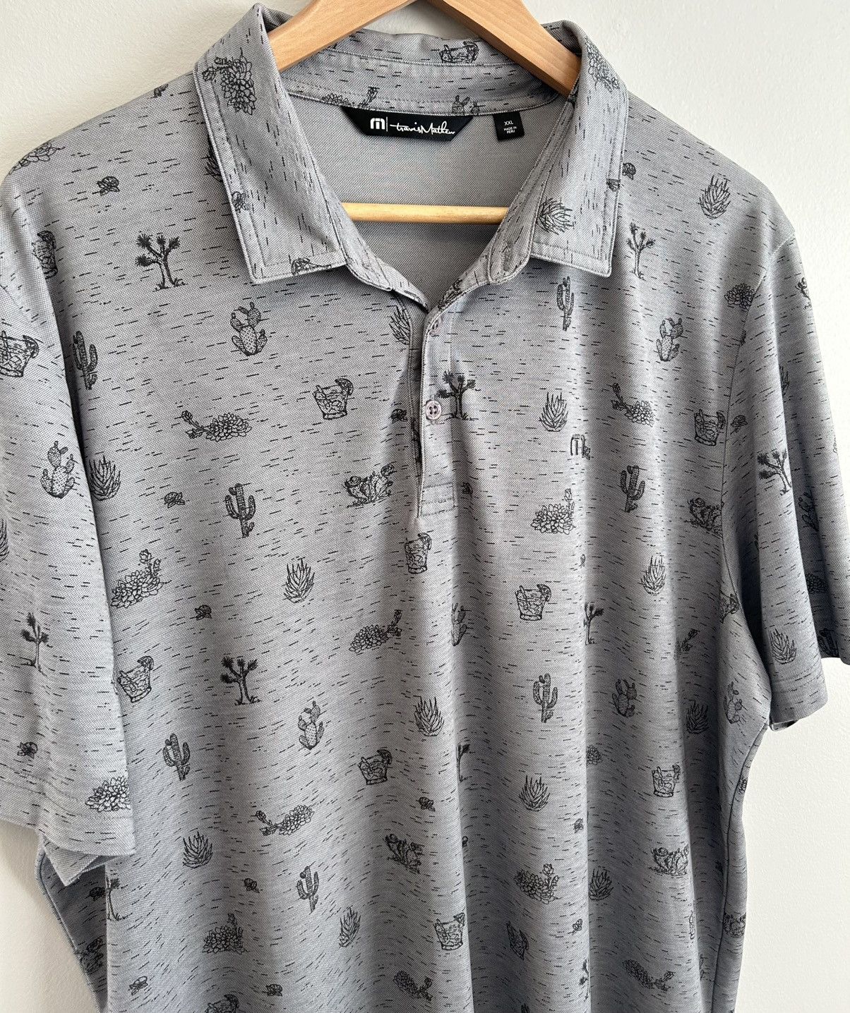 TravisMathew Travis Mathew Mens Grey Cactus Print Size CXL Polo Shirt Size US XXL / EU 58 / 5 - 4 Thumbnail
