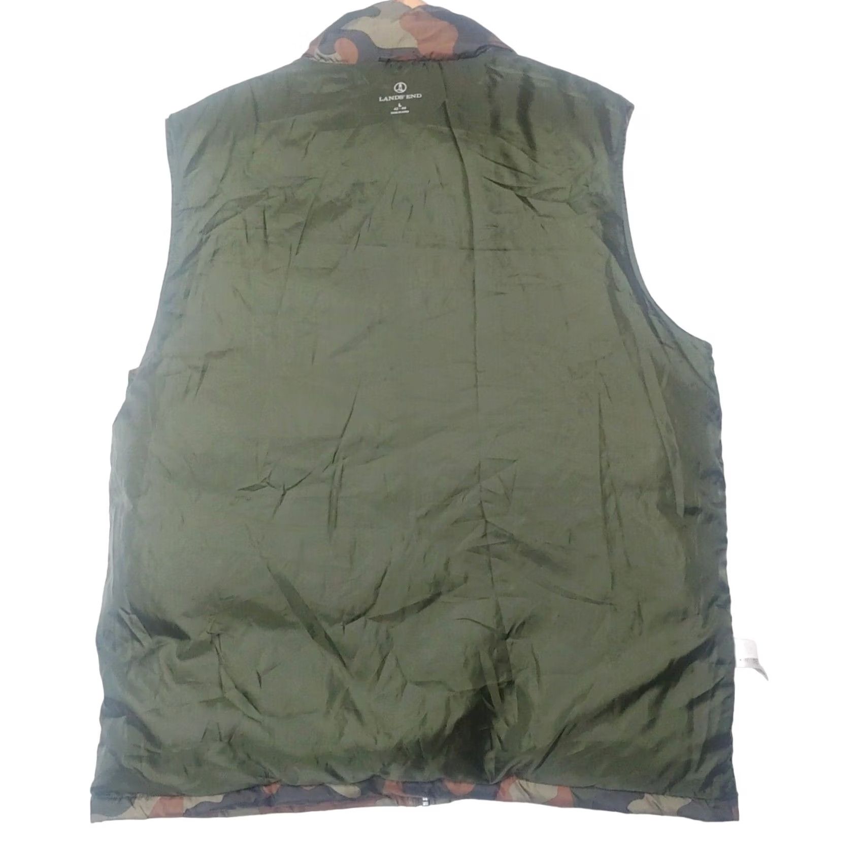 Lands' End Lands' End Puffer Vest Large Woodland Camo Down Green Camouflage Hunt Vest Mens Regular L Quilted Pockets Size US L / EU 52-54 / 3 - 7 Thumbnail