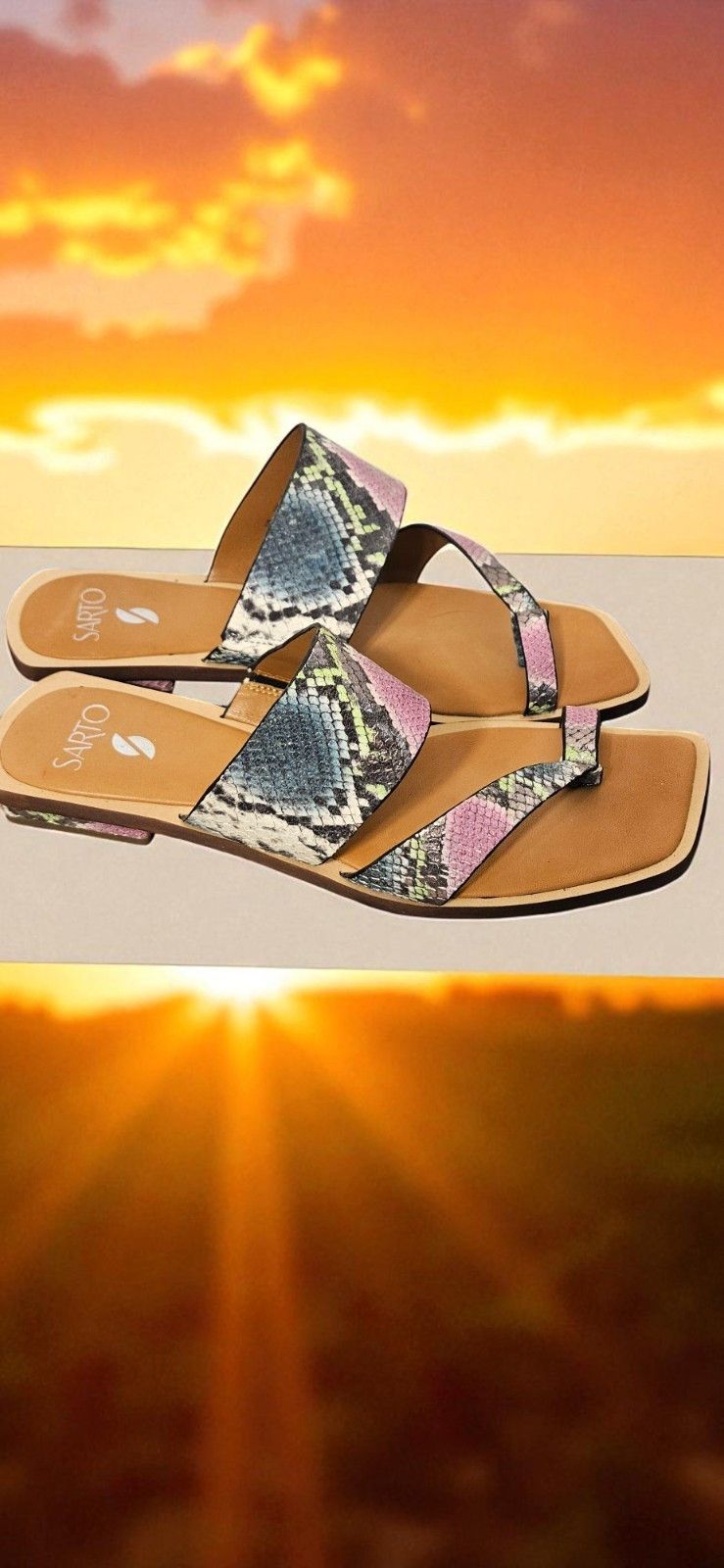 Franco Sarto SARTO Size 9.5 Purple Green & Silver Sandals - ITEM #3310 Size US 9.5 / IT 39.5 - 4 Thumbnail