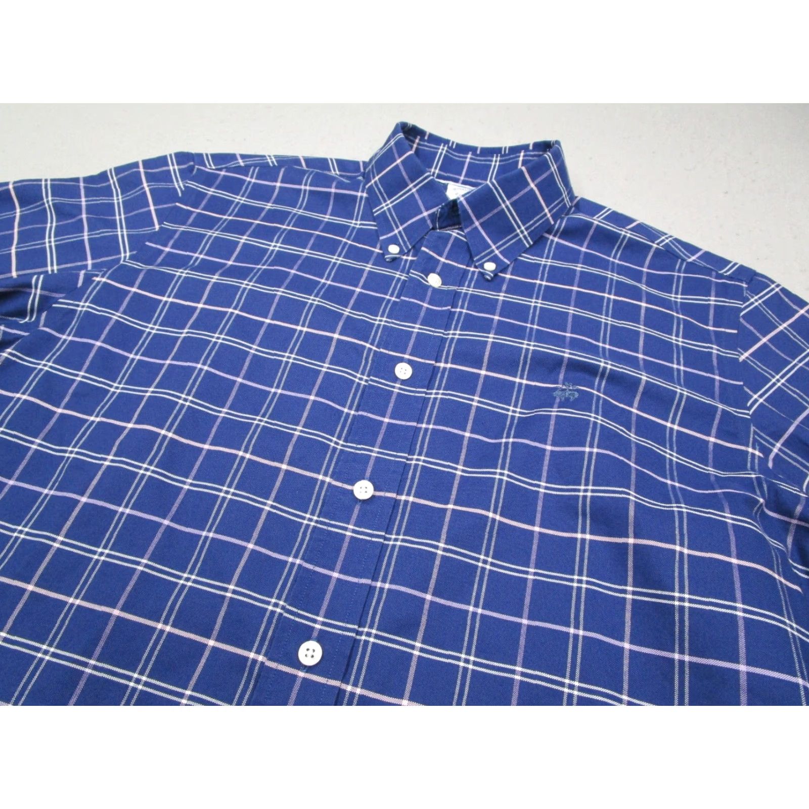 Brooks Brothers Brooks Brothers Regent Shirt Mens L Blue Check Button Up Supima Sheep Embroidered Non-Iron Classic Size US L / EU 52-54 / 3 - 2 Thumbnail