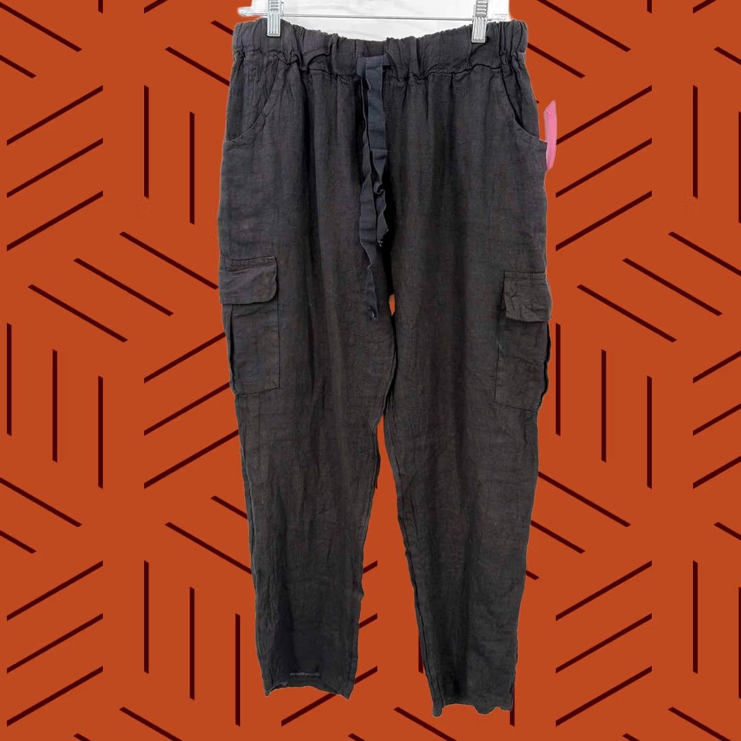 Vintage AQRL Black One Size Pull On Pants Womens? Size 42" / US 20 - 1 Thumbnail