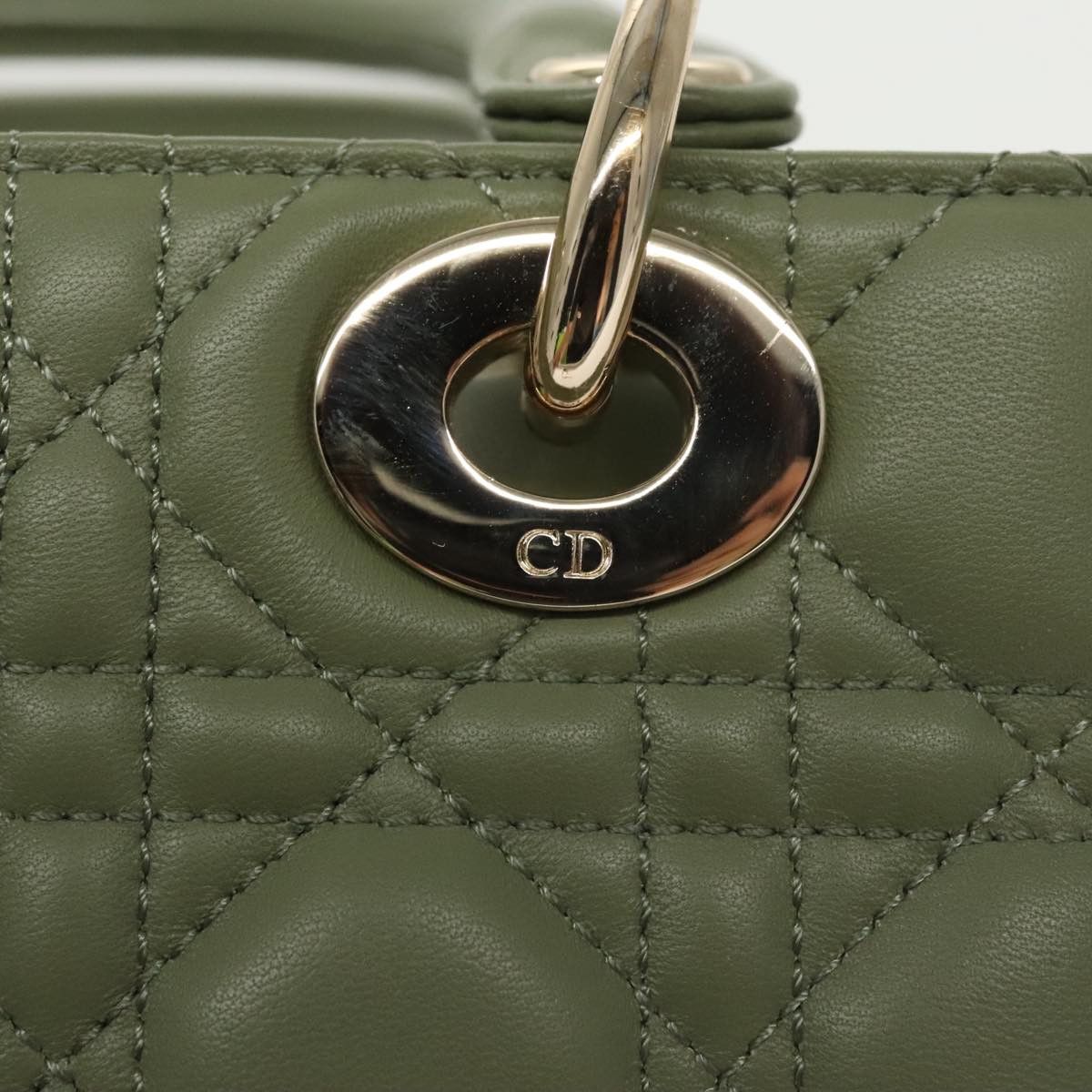 DIOR Canage Small Lady DIOR Bag Lamb Skin Green Gold