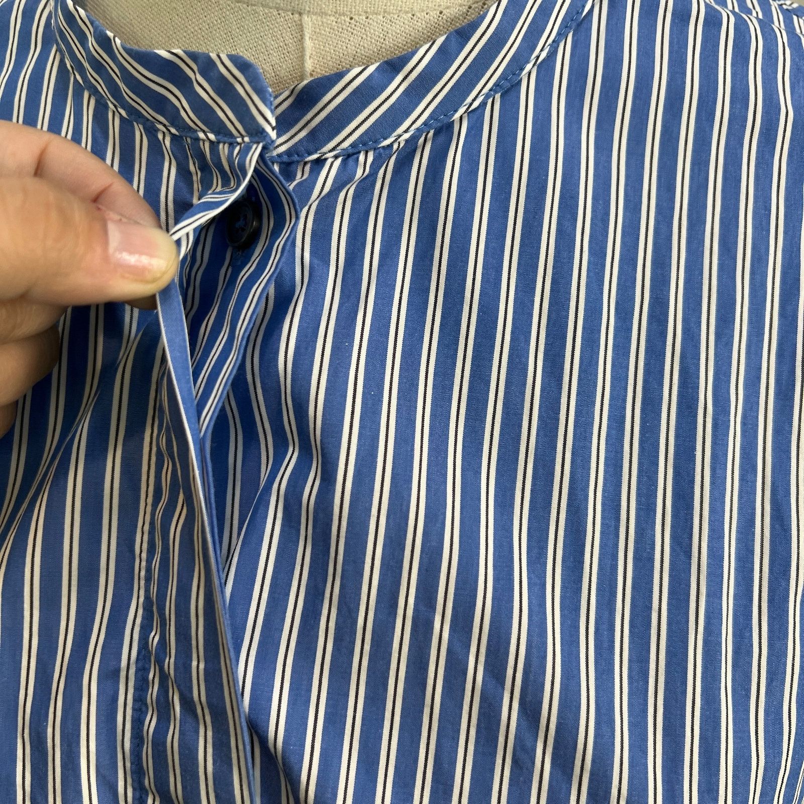 Max Mara 'S MaxMara Curvone Striped Blouse Blue Top Bell Sleeves Size M / US 6-8 / IT 42-44 - 5 Thumbnail