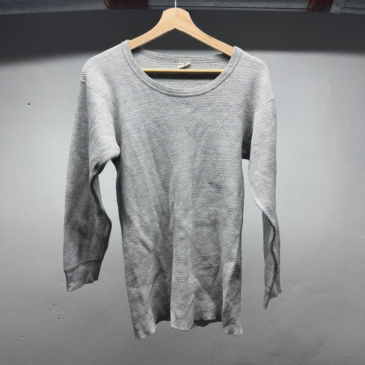 Vintage 70s Grey Thermal Cotton Longsleeve Shirt ERD Grunge Chrome Size US L / EU 52-54 / 3 - 1 Thumbnail