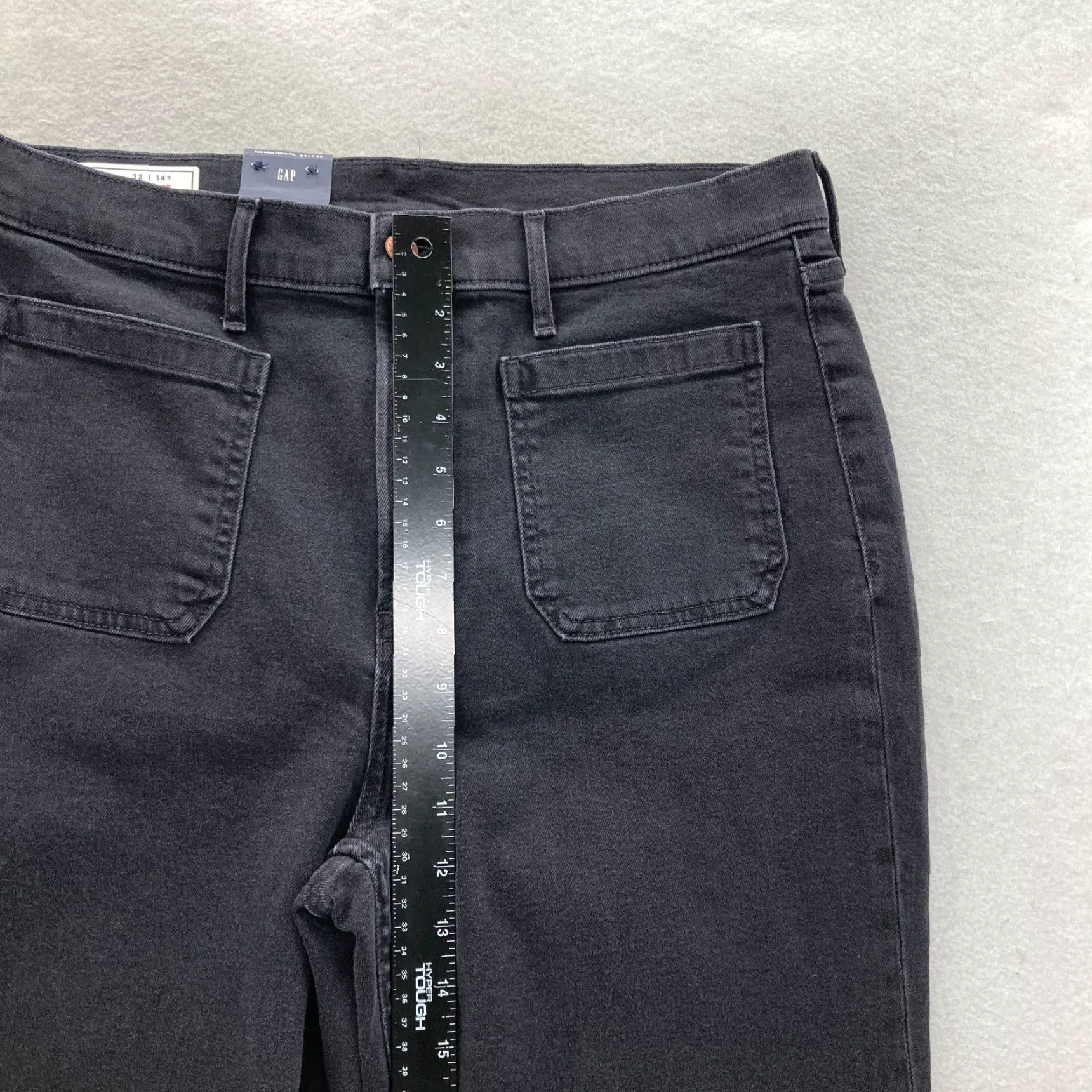 Gap GAP Jeans Women's 70s Flare Black Denim High Rise Stretch retro Y2K 14 Short Regular Collection Size 24" / US 00 / IT 34 - 7 Thumbnail