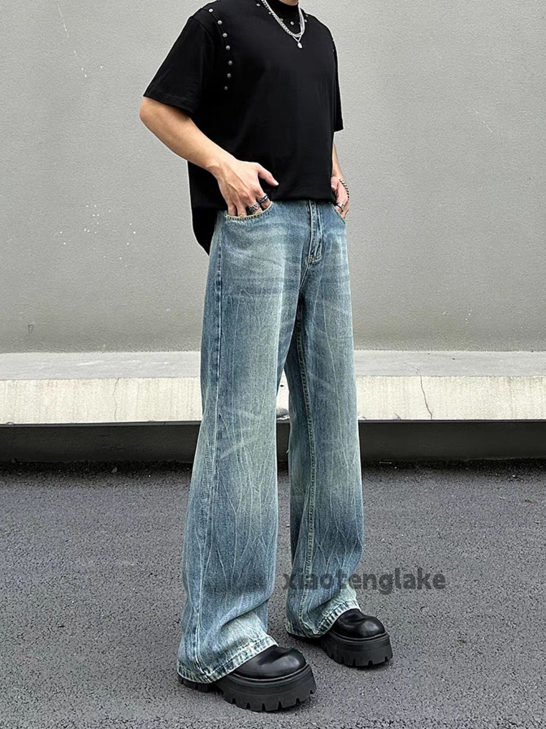 Jean Unisex washed faded cleanfit yuppie y2k baggy jeans Size US 32 / EU 48 - 3 Thumbnail