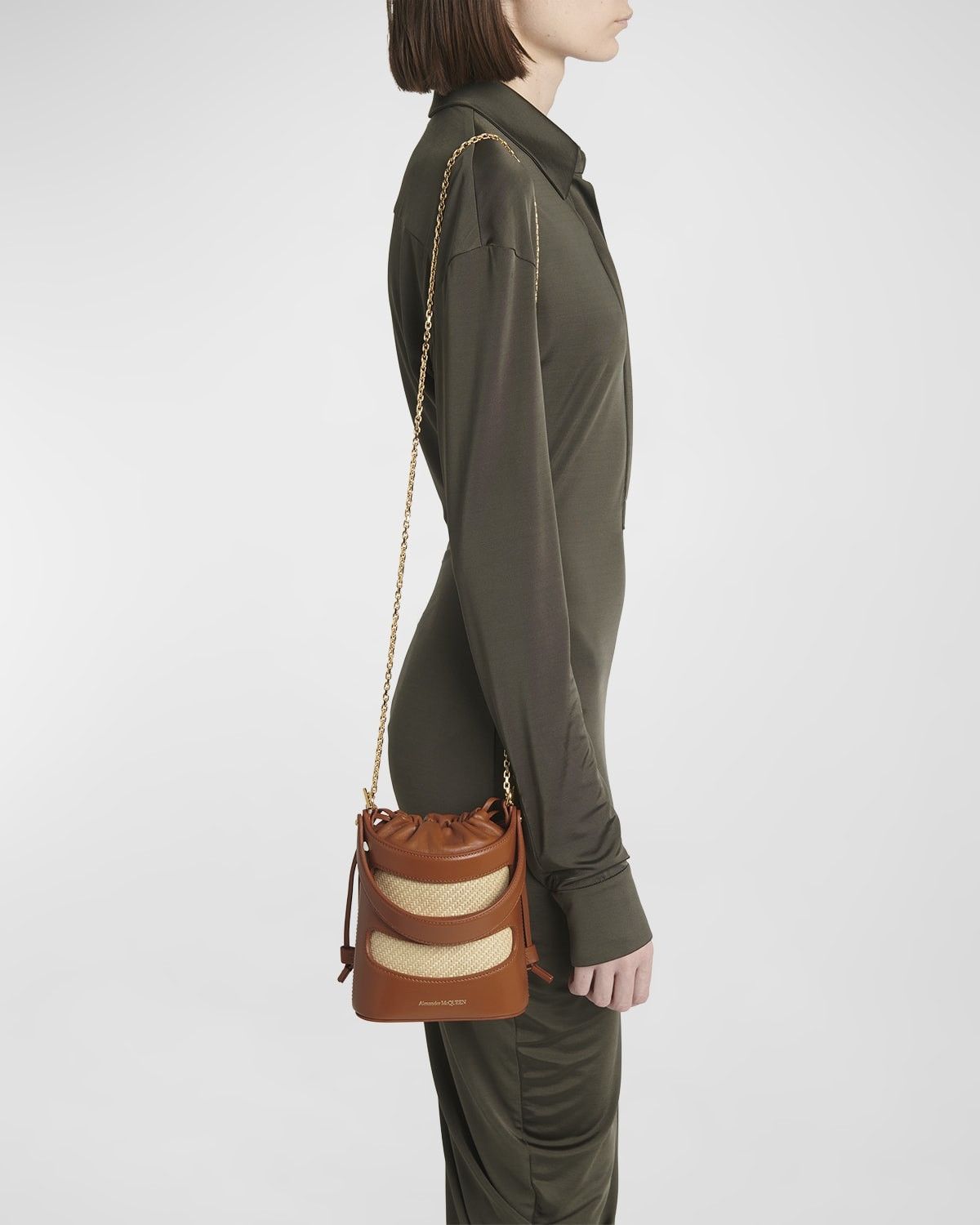 Alexander McQueen o1w1db10925 Size: OS/The Rise Mini Bucket in Brown/Beige Size ONE SIZE - 6 Thumbnail