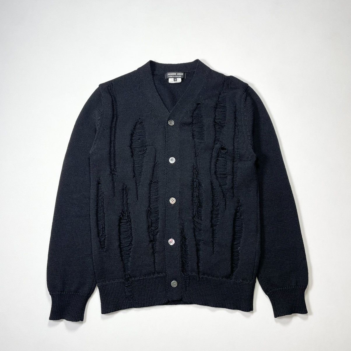 Comme des Garcons Homme Deux A/W 18 ‘Destroyed Detail’ Black Cardigan Size US M / EU 48-50 / 2 - 14 Thumbnail