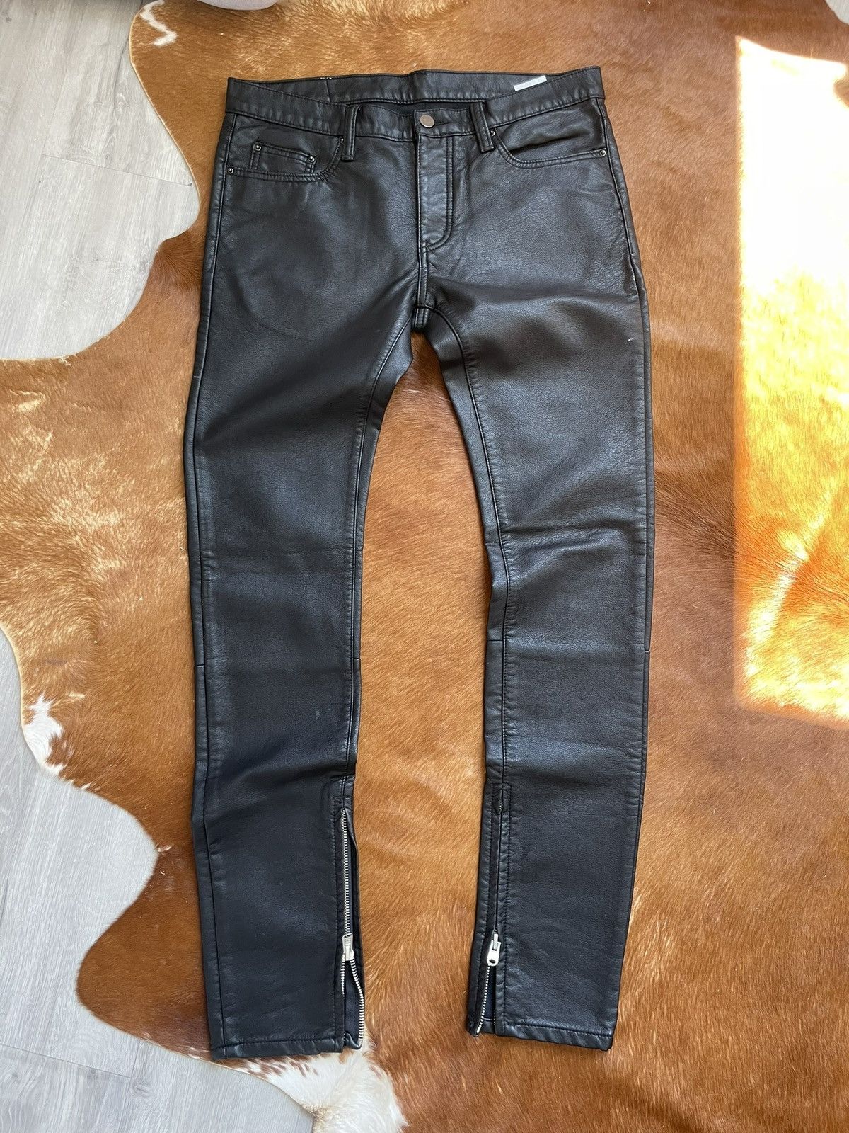 MNML Leather Pants w zippers on the buttom Size US 31 - 1 Thumbnail