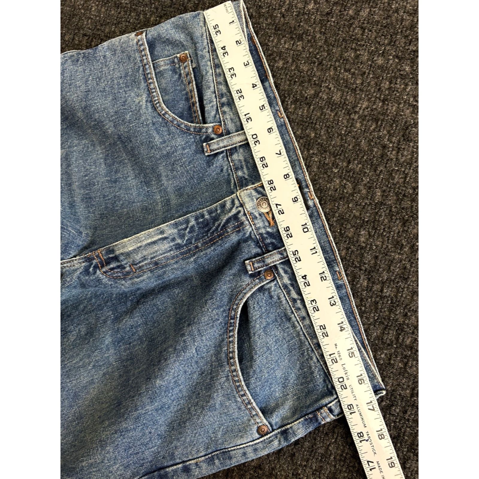 Lee Vintage Lee Jeans Mens 34 x 32 Distressed Medium Blue Wash 5-Pocket Denim Straight Size US 34 / EU 50 - 7 Thumbnail