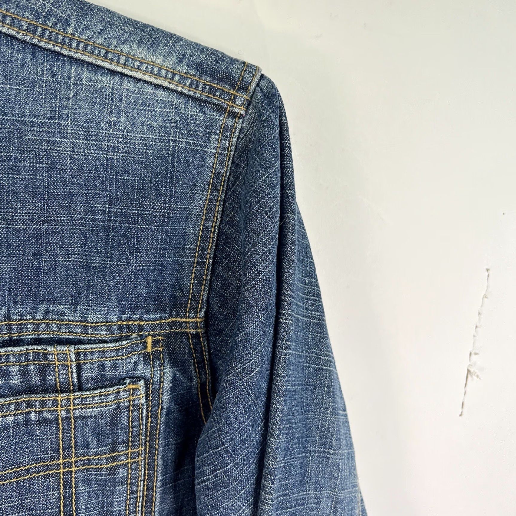 Vintage CULTURE Denim Jean Jacket Men's 2XL Button Up Blue 100% Cotton Casual Cowboy Size US 39 - 2 Thumbnail