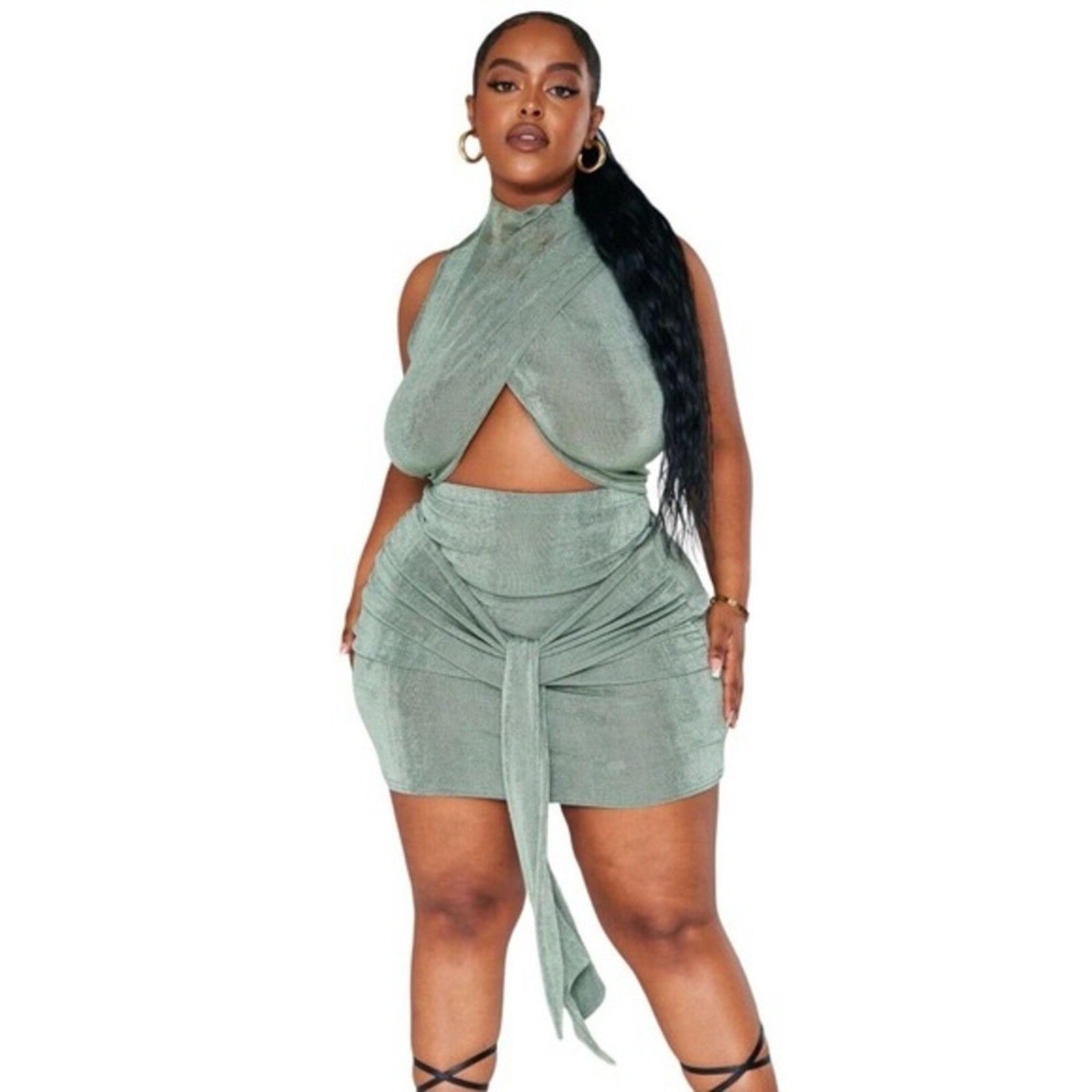 PrettyLittleThing Pretty Little Thing NWT Slinky Drape Mini Skirt Women’s 18 Size 40" / US 18 - 2 Thumbnail