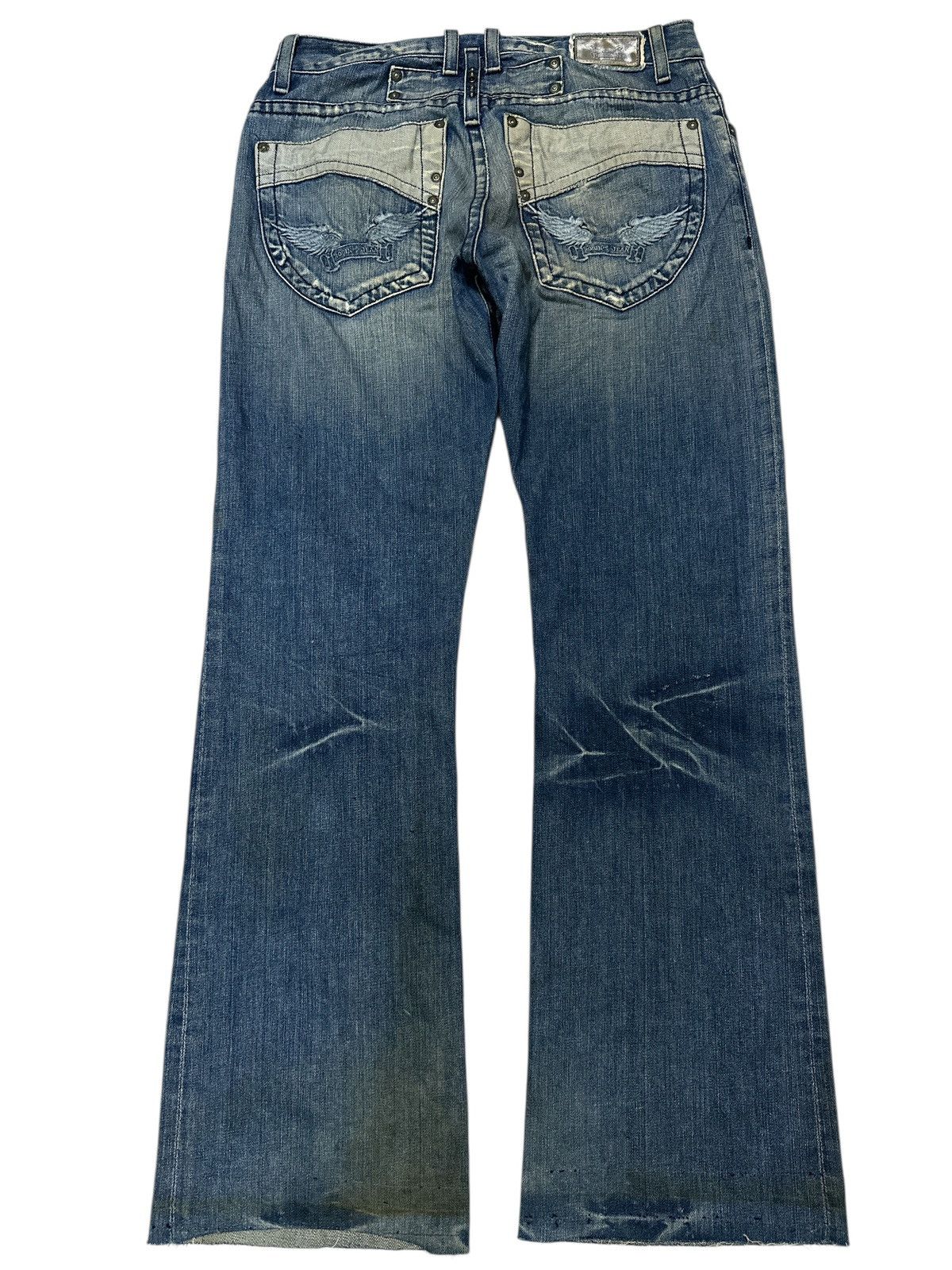 Kapital Distress Robin Jeans Flare Embroid Denim. Size US 32 / EU 48 - 1 Thumbnail