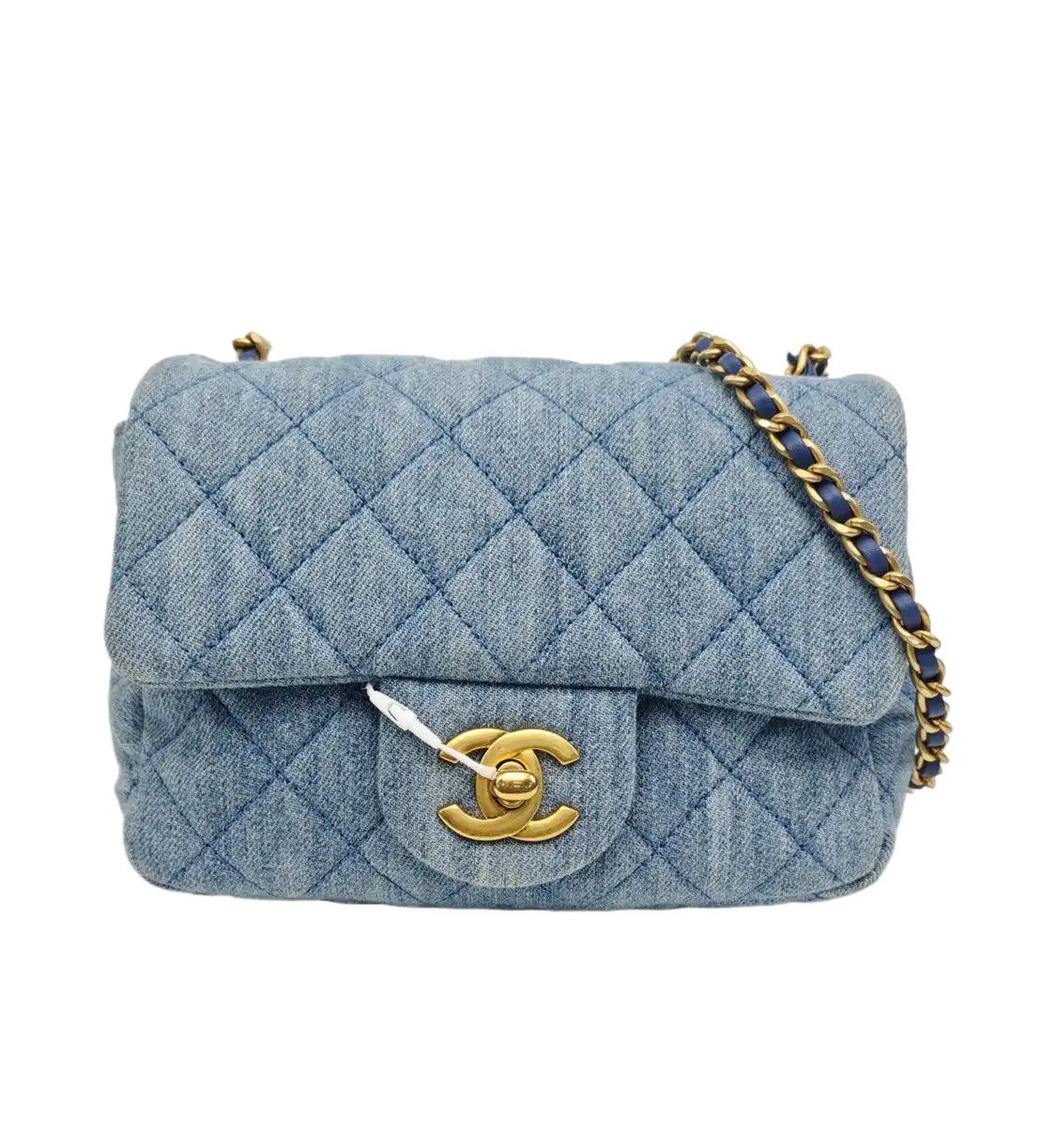 Chanel Classic Flap Mini Light Blue Denim Quilted Square Minishoulder Bag Crossb, Women's