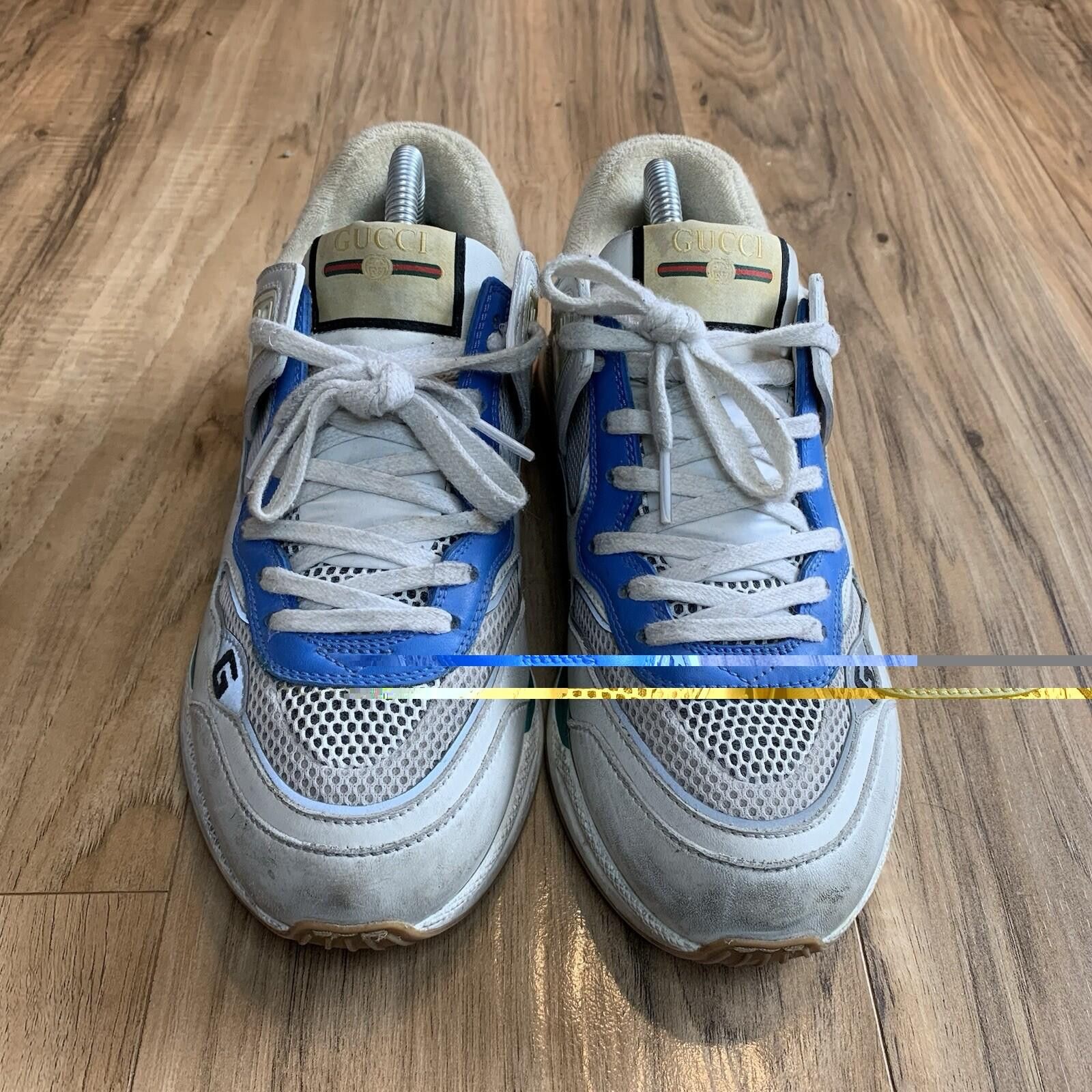 Gucci Gucci Ultrapace Leather Sneakers White Blue Size 7.5 US Mens Size US 7.5 / EU 40-41 - 3 Thumbnail