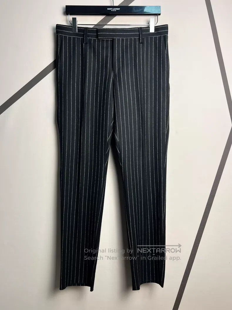 Saint Laurent Paris Saint Laurent Paris Silver Striped Wool Trousers Size US 30 / EU 46 - 1 Thumbnail