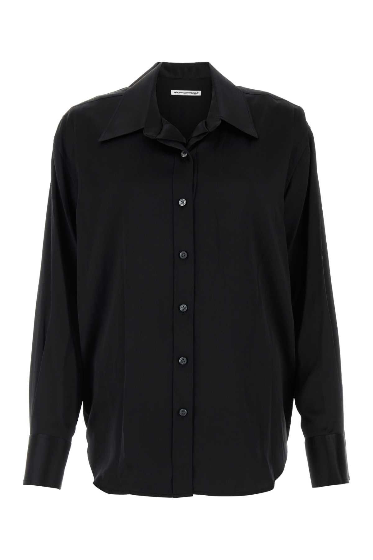 image of T By Alexander Wang Black Satin Shirtâ, Women's (Size Medium)