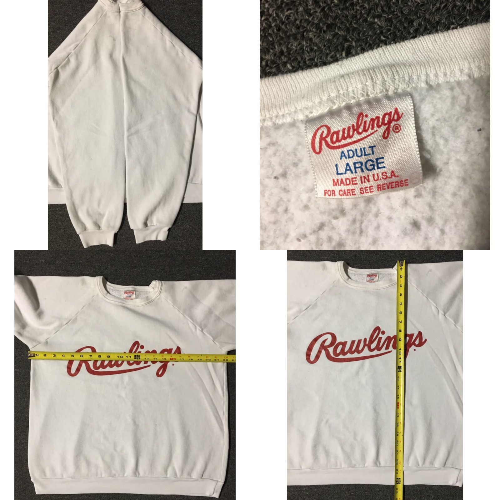 Vintage VINTAGE 80s Rawlings Spellout Sweatshirt M L White Grunge Distressed USA Baseball Track & Field Men's SweatshirtPullover Shirt Size US M / EU 48-50 / 2 - 8 Thumbnail