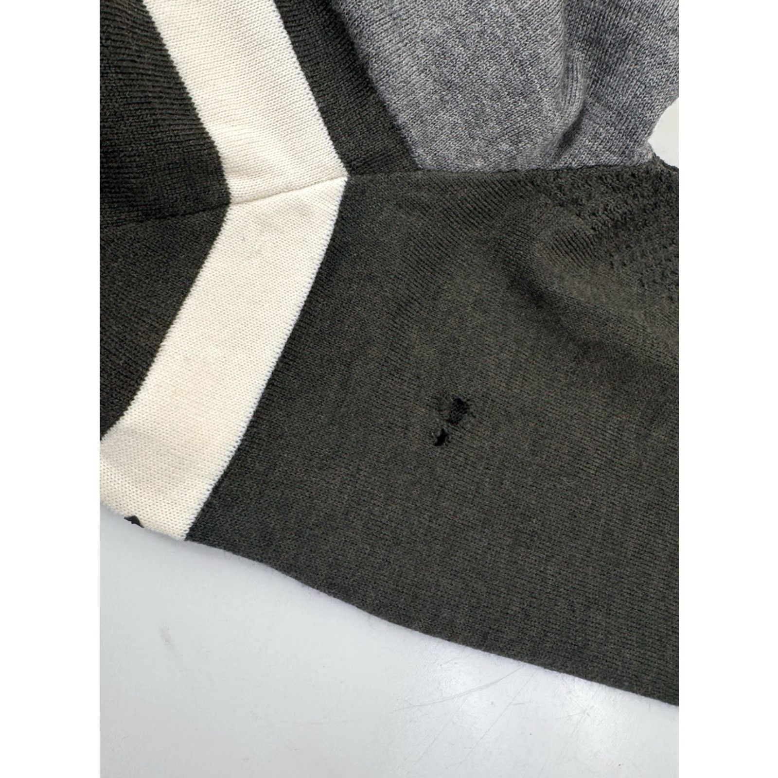 KJUS KJUS Sweater Striped Pullover Wool Merino Mens XL Green / White / Gray 54 A9 MSRP 99 - FLAW Size US XL / EU 56 / 4 - 8 Thumbnail