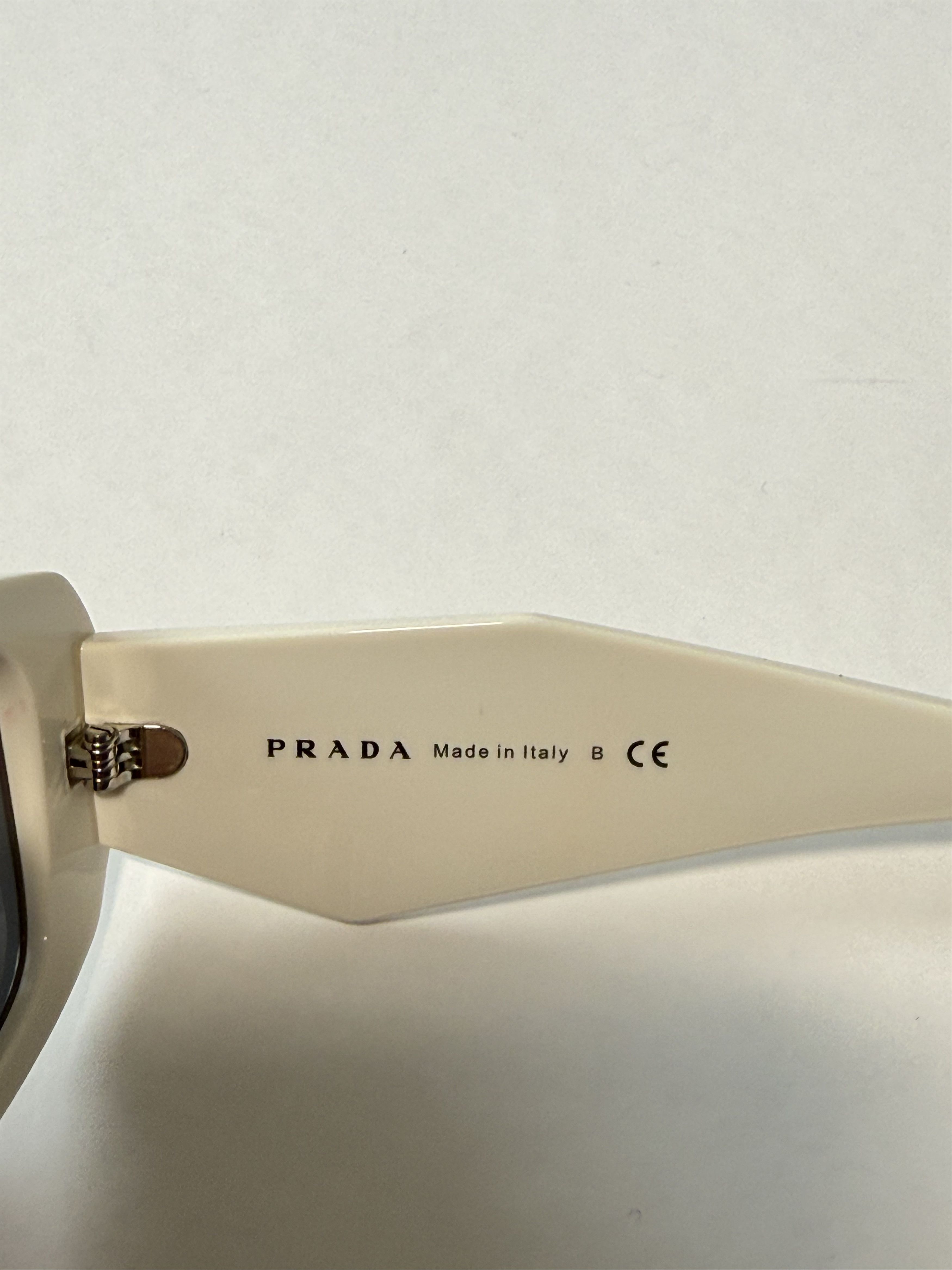 Prada Prada Acetate Symbole Sunglasses SPR 17W White Size ONE SIZE - 5 Thumbnail