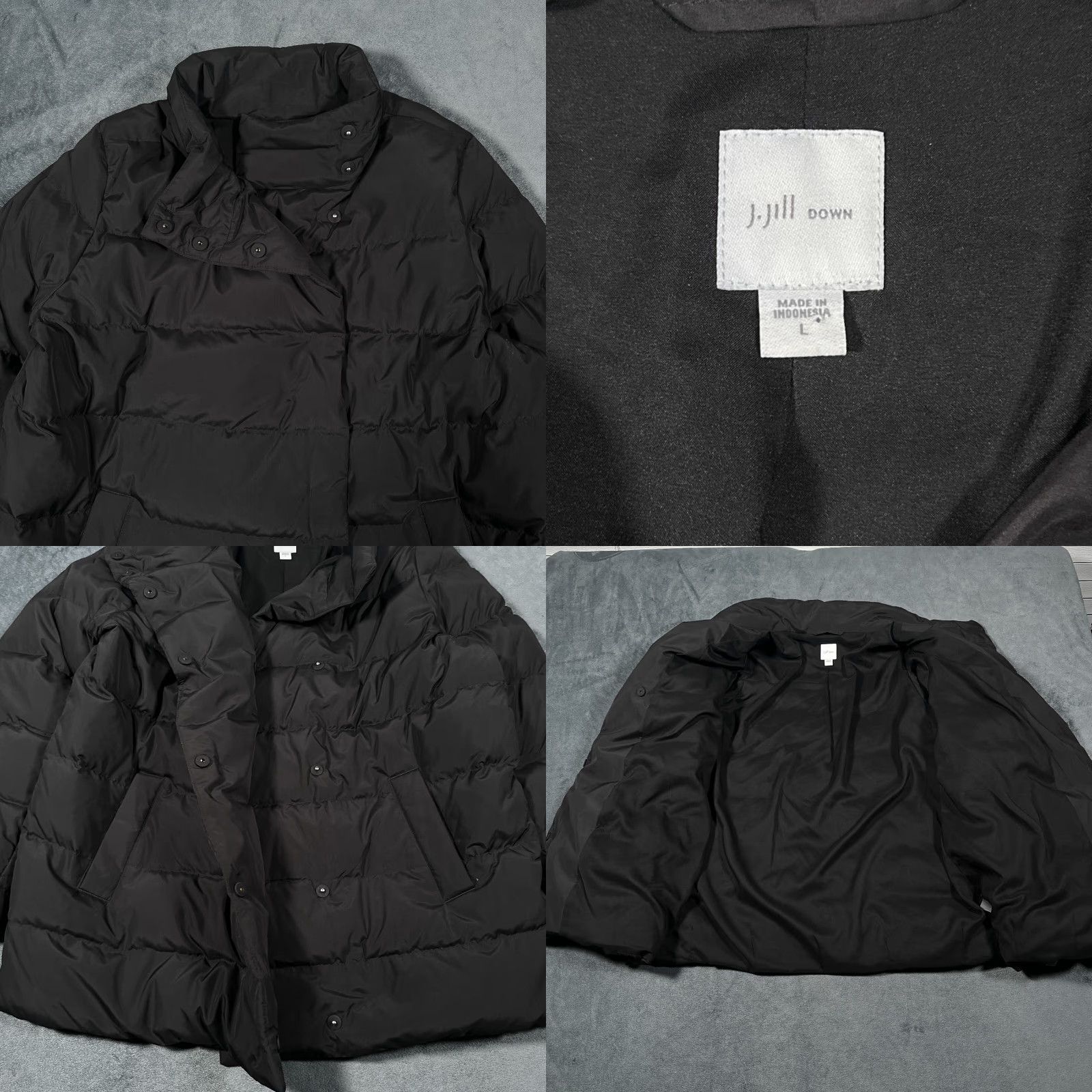 J. Jill J Jill Down Puffer Coat Womens Large Black Asymmetrical Snap Outdoor Warm Cozy Coat Size L / US 10 / IT 46 - 8 Thumbnail