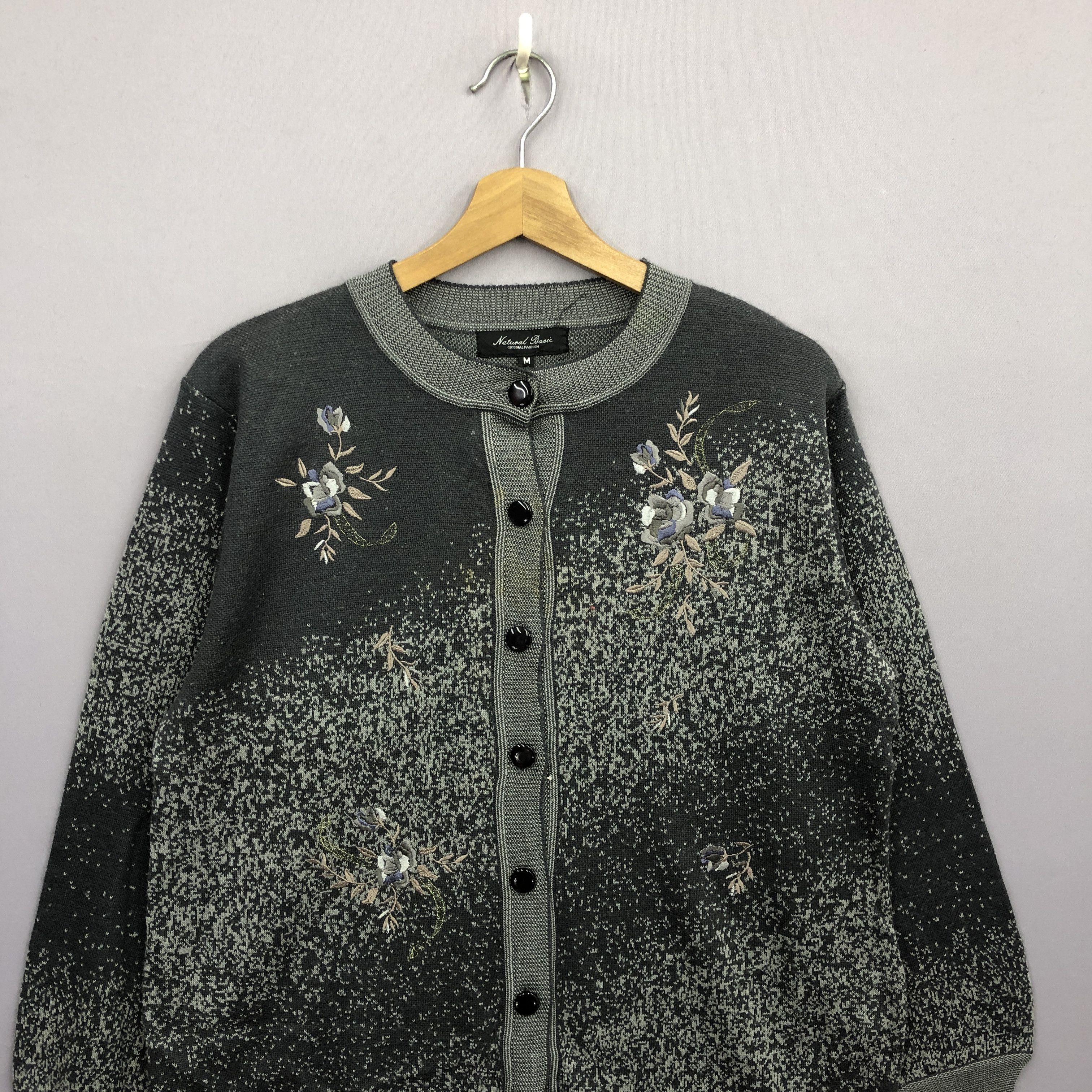 Japanese Brand Y2K Japanese Floral Pattern Knit Cardigan Sweater Sweatshirt Size US L / EU 52-54 / 3 - 3 Thumbnail