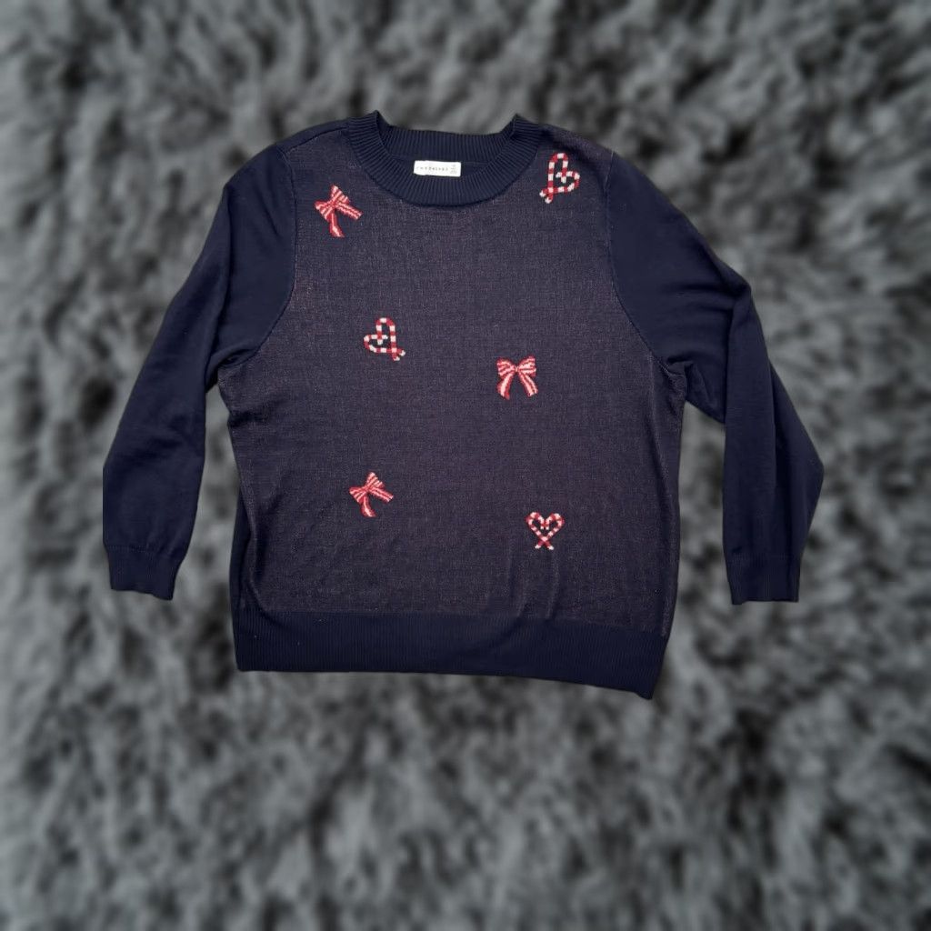 Vintage VINTAGE Retrology Sweater Womens 1X Plus Embellished Bows Hearts Coquette Feminine 2010s Size XL / US 12-14 / IT 48-50 - 1 Thumbnail