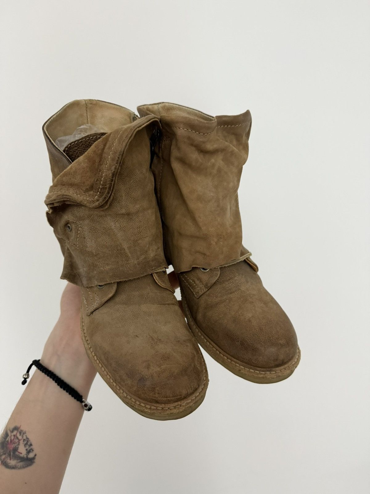 A.S.98 Vintage A.S 98 Leather Ankle Biker Boots Italy Beige Size US 9 / IT 39 - 6 Thumbnail