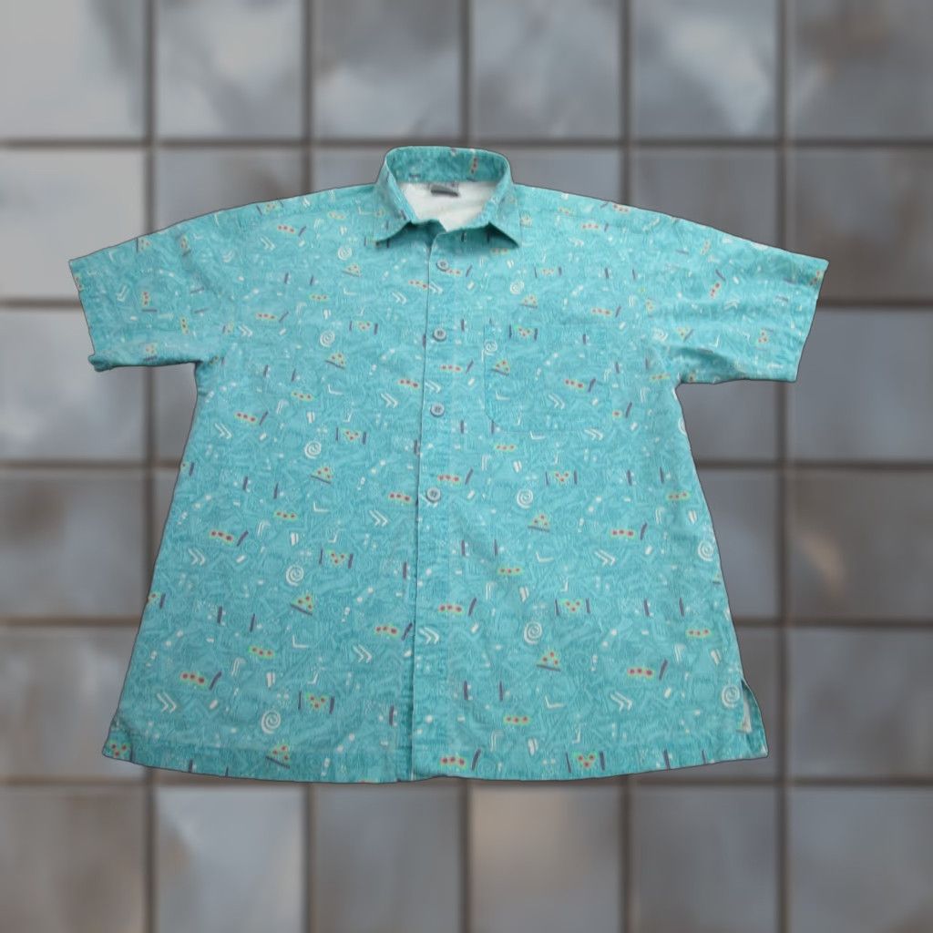 Rusty VINTAGE Rusty Shirt Men L Teal Button-Up 90s Geometric Surf Print Short Sleeve Pocketed Button-Front Size US L / EU 52-54 / 3 - 1 Thumbnail