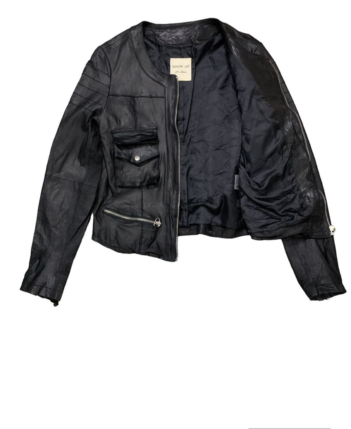 Genuine Leather × Japanese Brand Crop top leather bike jacket by simone list (B) Size M / US 6-8 / IT 42-44 - 5 Thumbnail