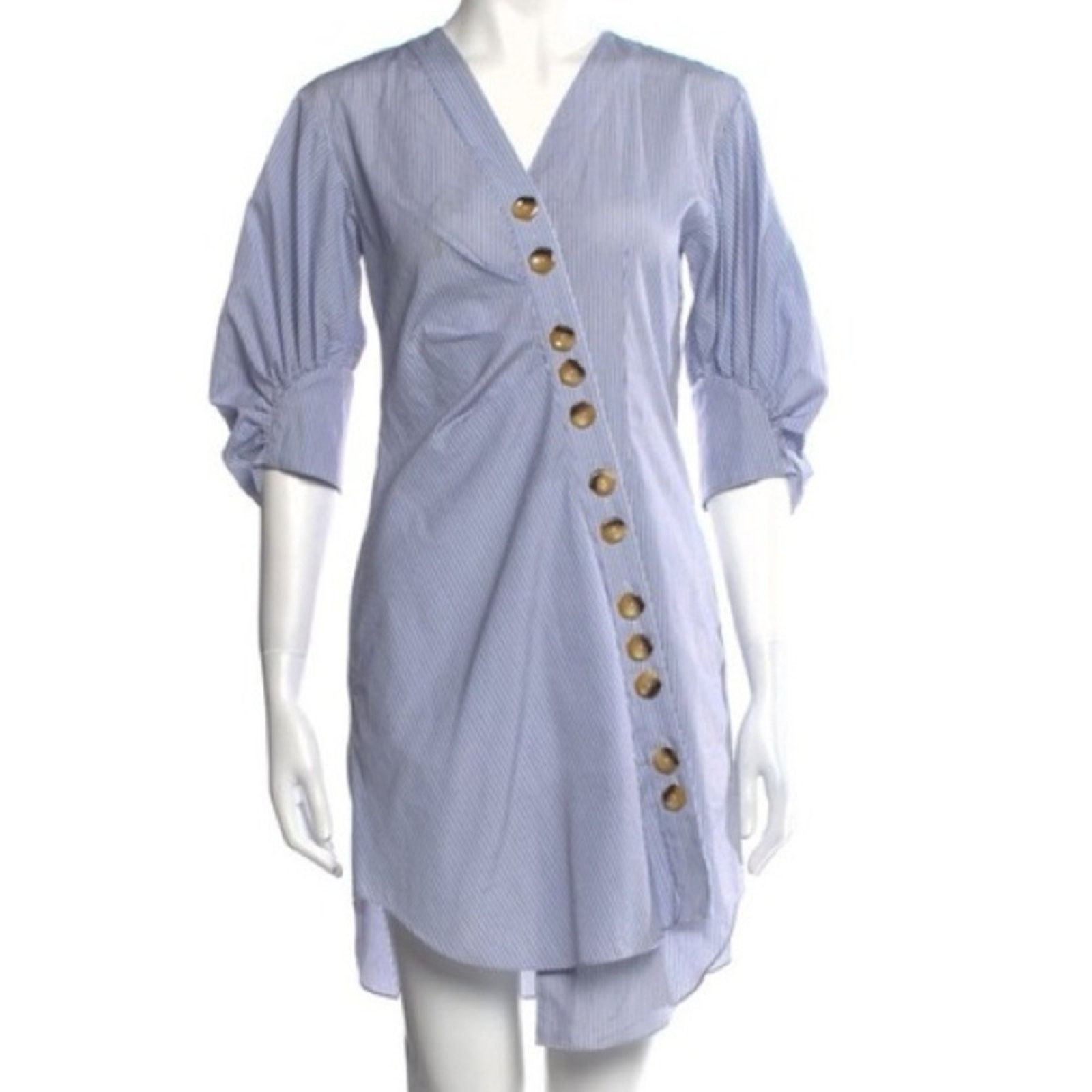 Tibi Revolve TIBI Jones Asymmetrical Shirt Dress Blue stripe 0 Size XS / US 0-2 / IT 36-38 - 2 Thumbnail