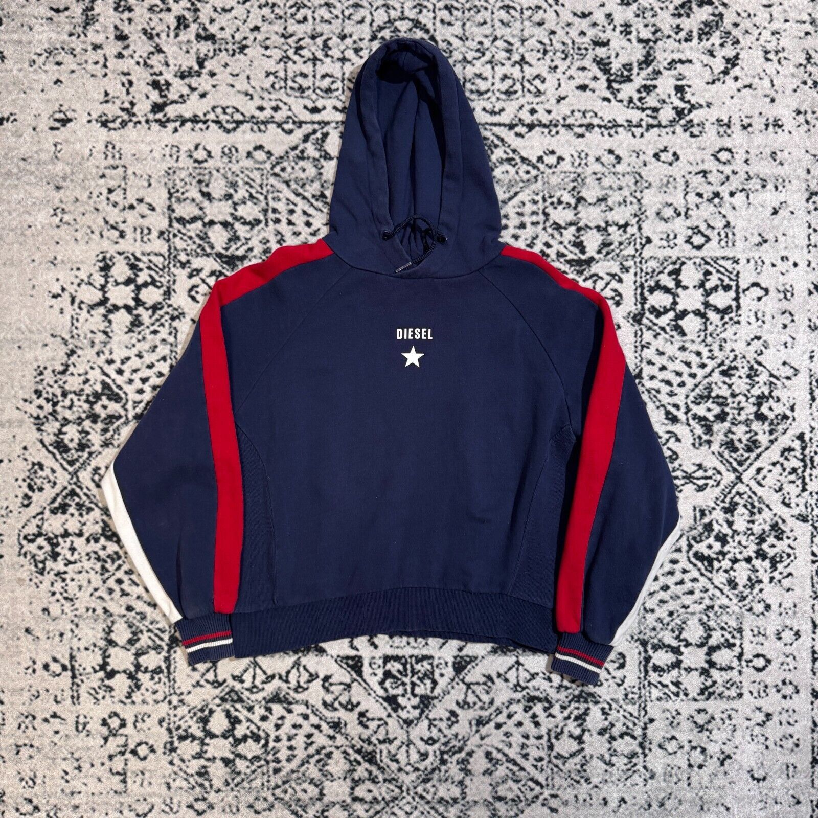 Diesel × Vintage Vintage Diesel Unisex Navy Red White Cotton Hoodie Size Boxy Size US M / EU 48-50 / 2 - 1 Thumbnail
