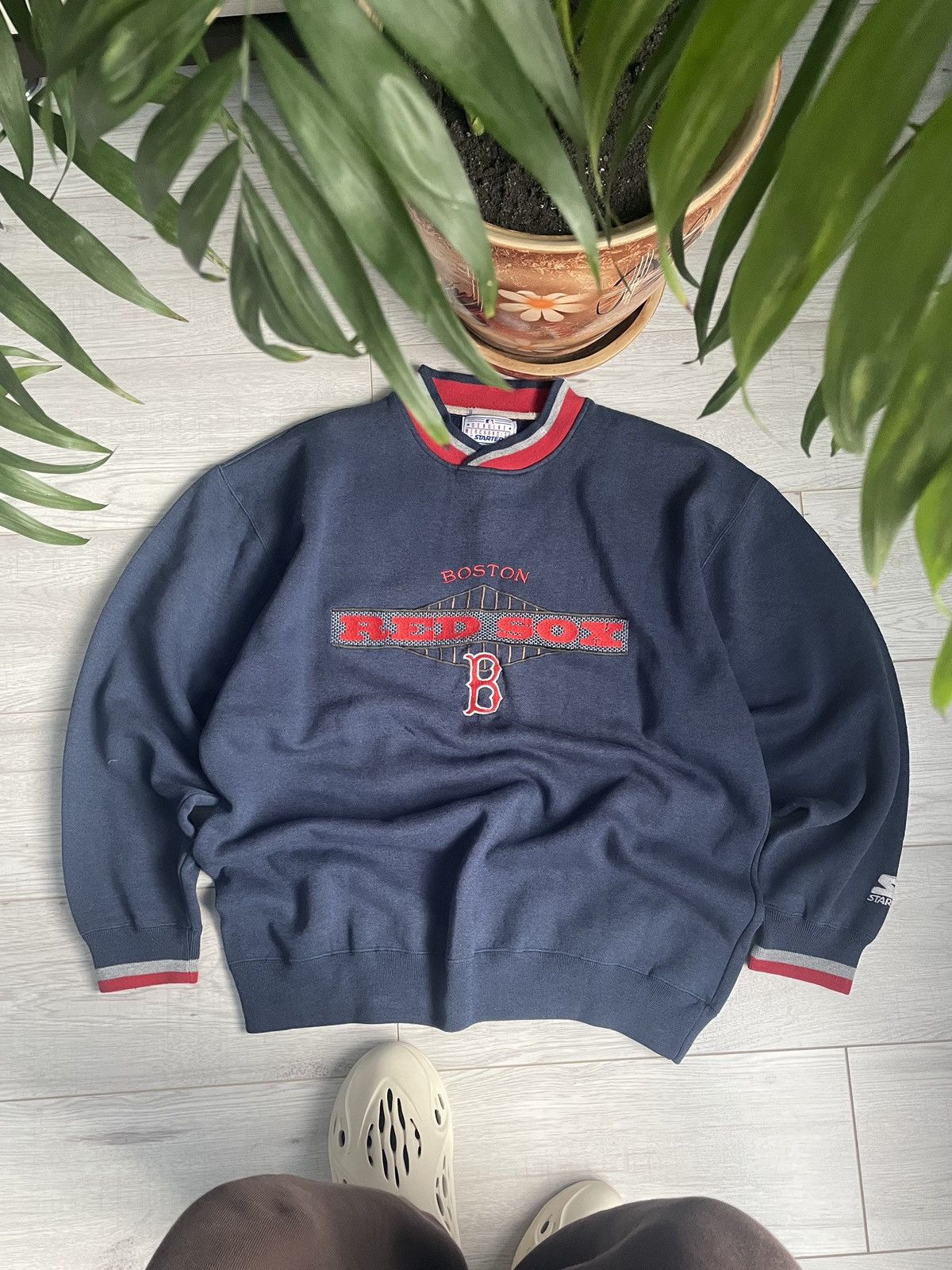 image of Mlb x Starter Vintage Sweatshirt Jersey Borton Red Sox Starter Crewneck 90 in Blue, Men's (Size XL)