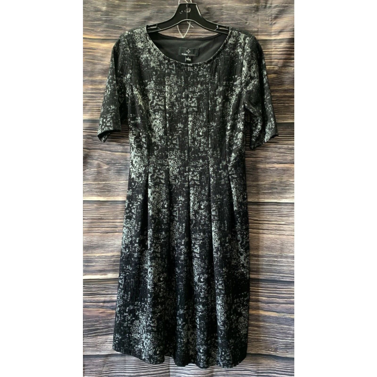 Vintage Ronni Nicole Dress Woman's Black White Short Sleeve Pullover Size 6 Knee Length Casual Vintage? Size M / US 6-8 / IT 42-44 - 2 Thumbnail