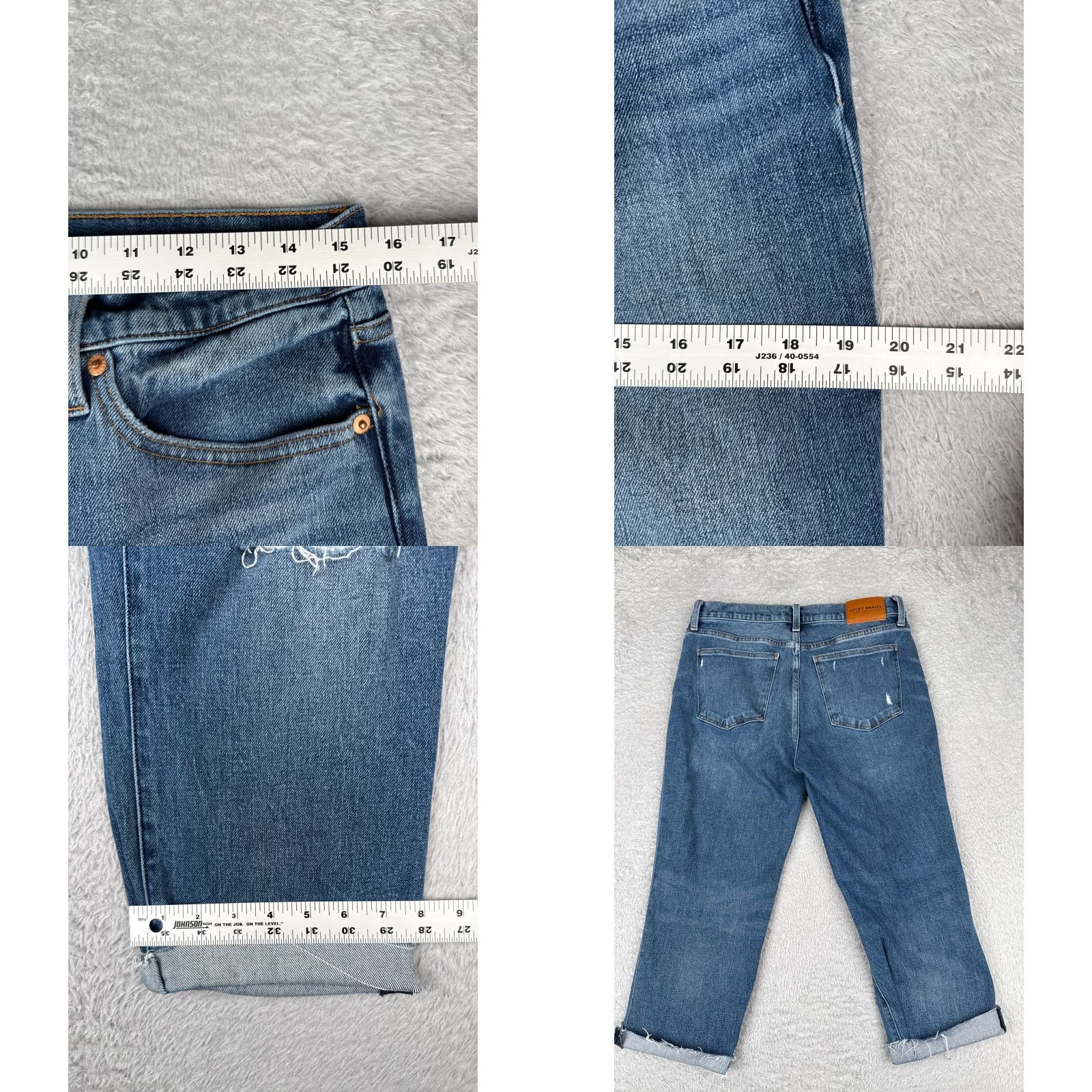 Lucky Brand Lucky Brand Jeans Womens 12 Blue Denim Crop High Rise Distressed Cotton 31x22 Size 34" / US 12 / IT 48 - 9 Thumbnail