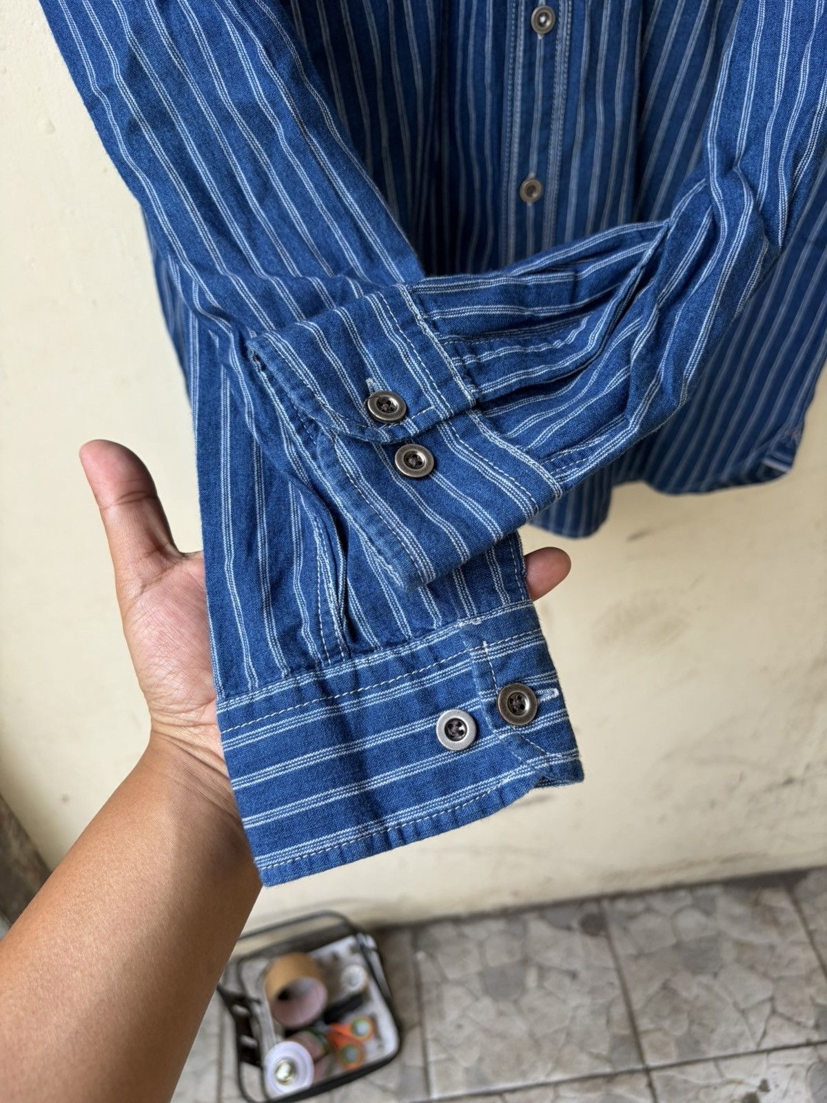 Japanese Brand Wabash shirt pattern indigo selvedge frizmWORKS Size US XL / EU 56 / 4 - 5 Thumbnail