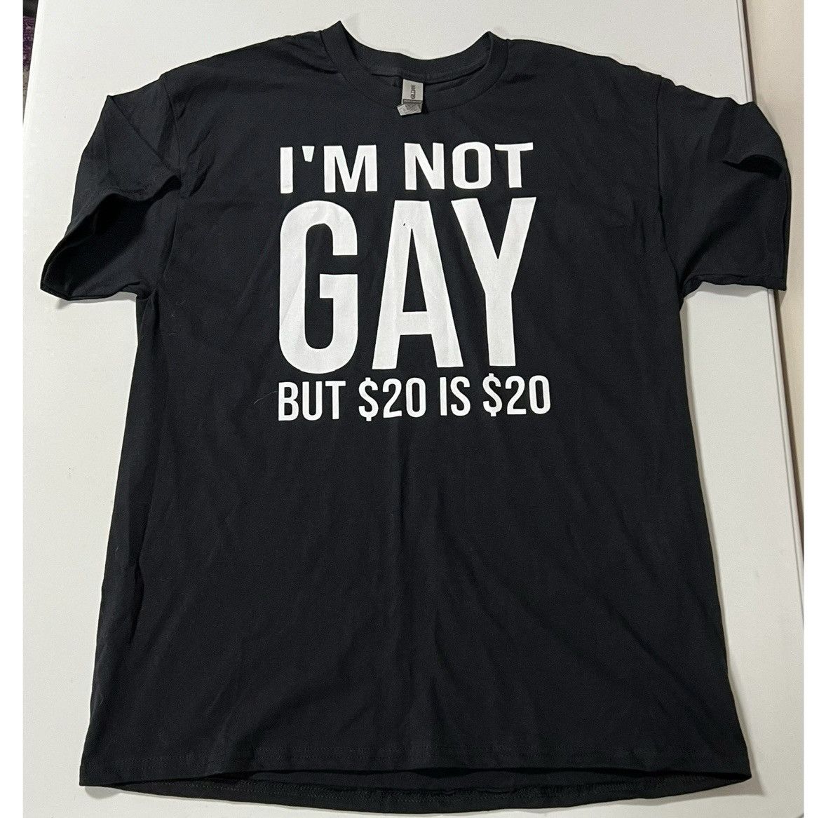 Vintage Black ‘I’m Not Gay But $20 Is $20’ T-Shirt Top Tee Size L 🖤 Size US L / EU 52-54 / 3 - 2 Thumbnail