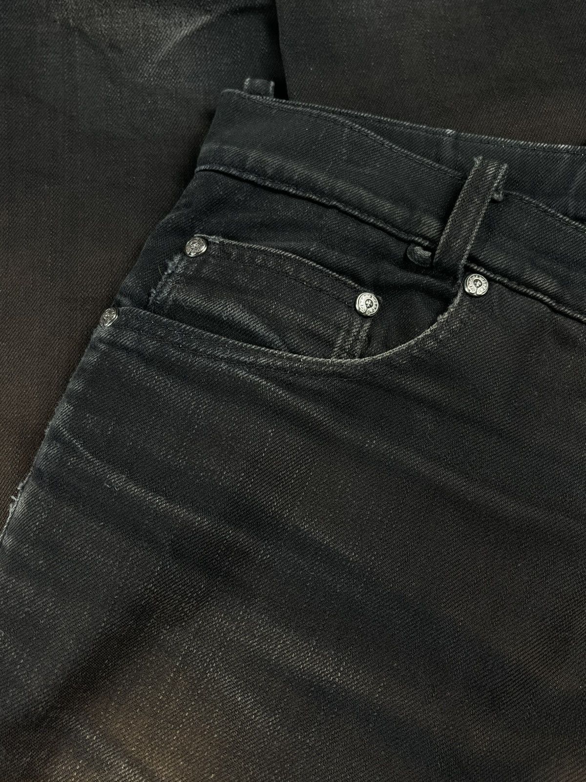 Chrome Hearts Chrome Hearts Thrashed Faded Fleur Knee Silver Denim Jeans Size US 30 / EU 46 - 7 Thumbnail