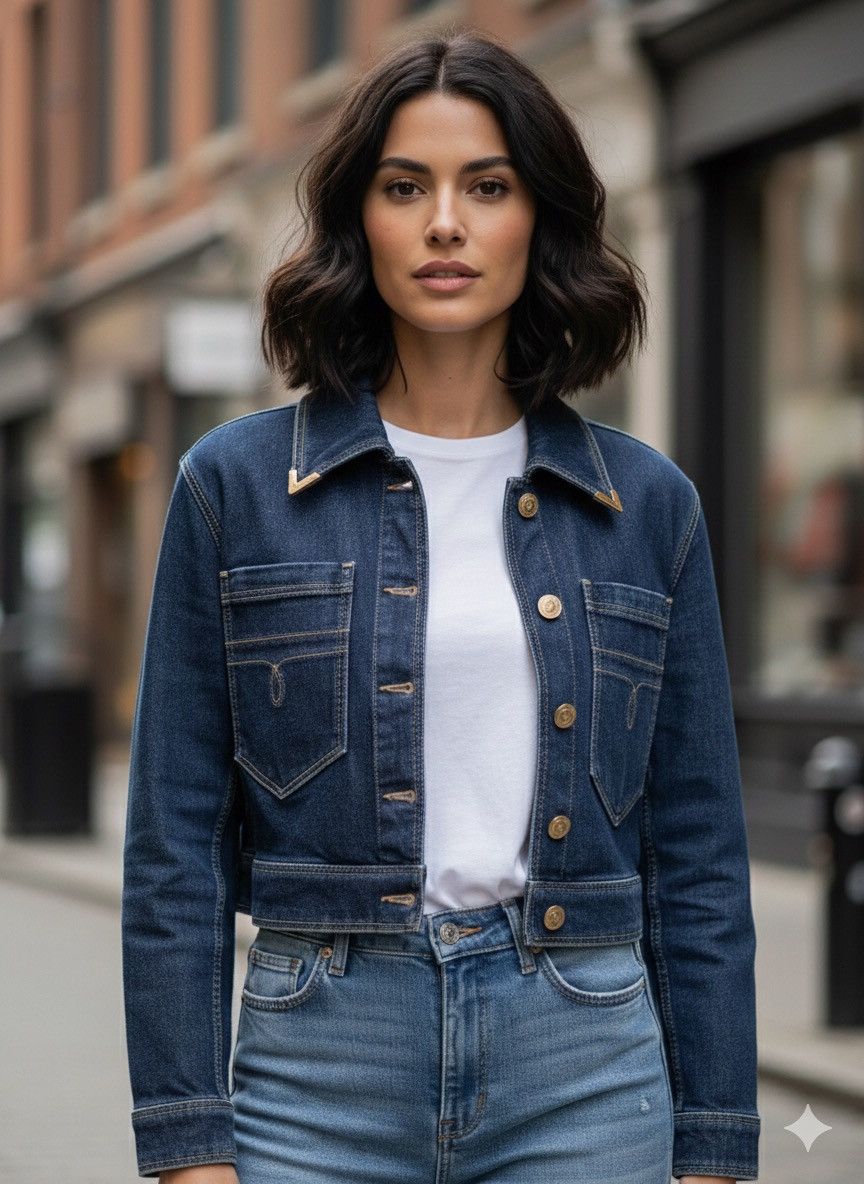 Versace Versace Tribute Cropped Denim Jacket Size S / US 4 / IT 40 - 2 Thumbnail