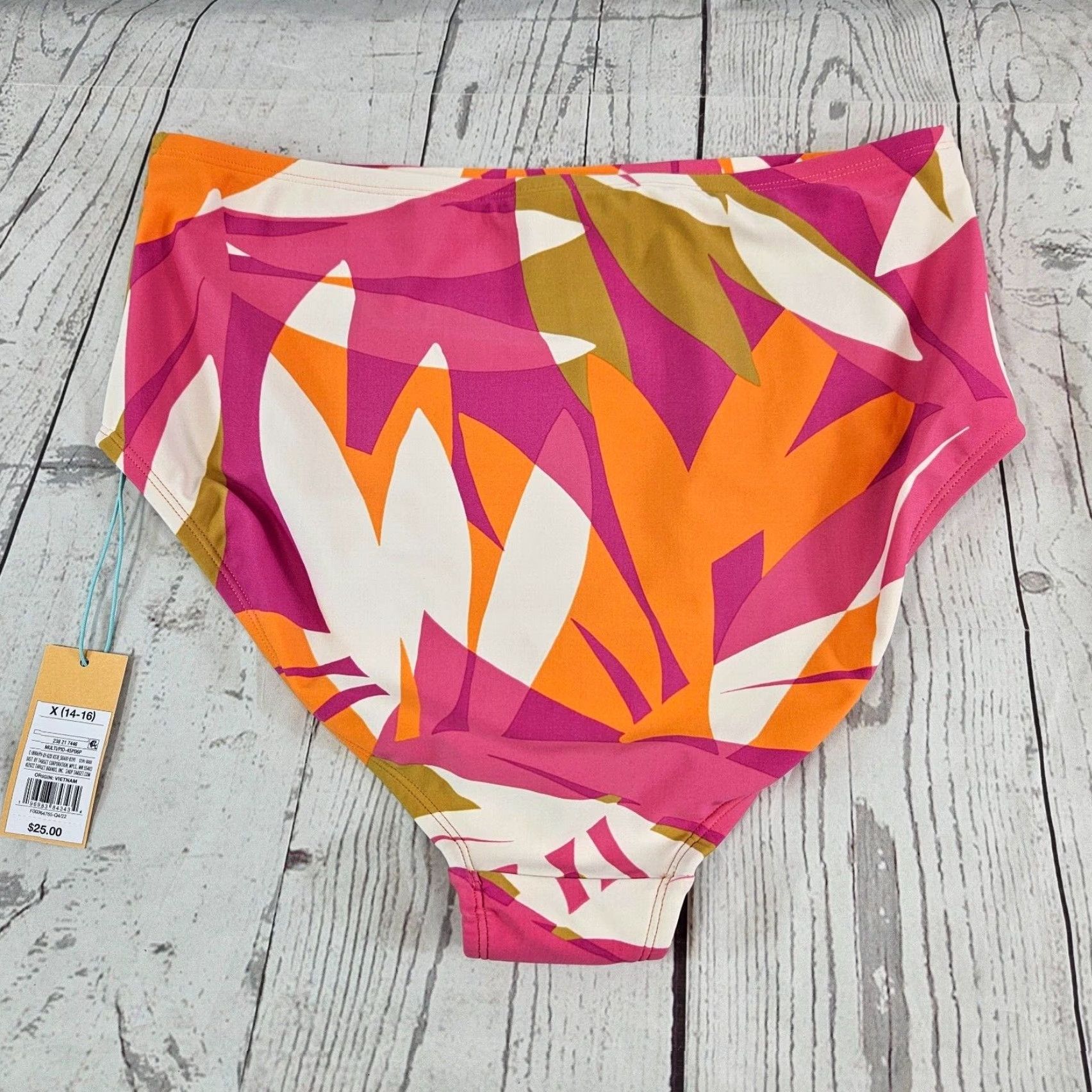 Vintage Kona Sol Bikini Bottom Womens Plus Size X Pink Orange High Waist Full Seat Coverage Size 40" / US 18 - 2 Thumbnail