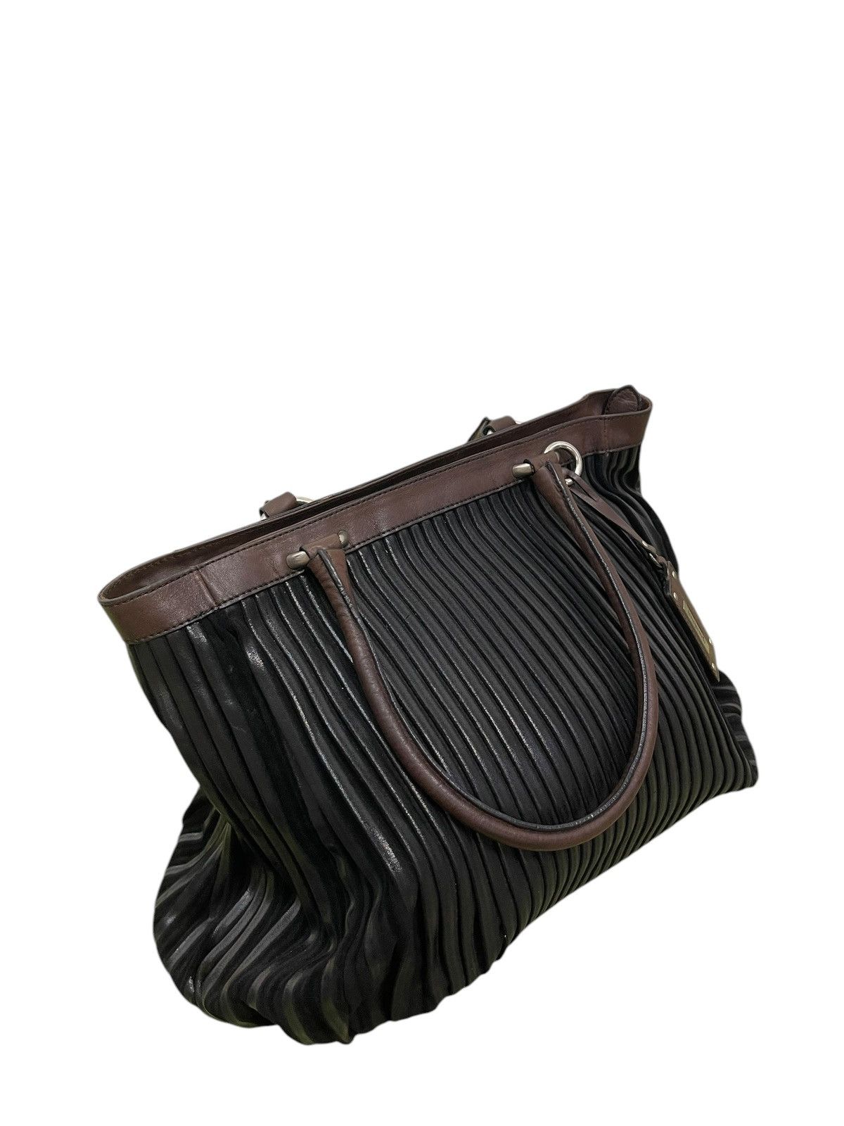 Genuine Leather Full Leather Gambini Italy Pleated Tote Shoulder Bag 1🟩5 Size ONE SIZE - 5 Thumbnail