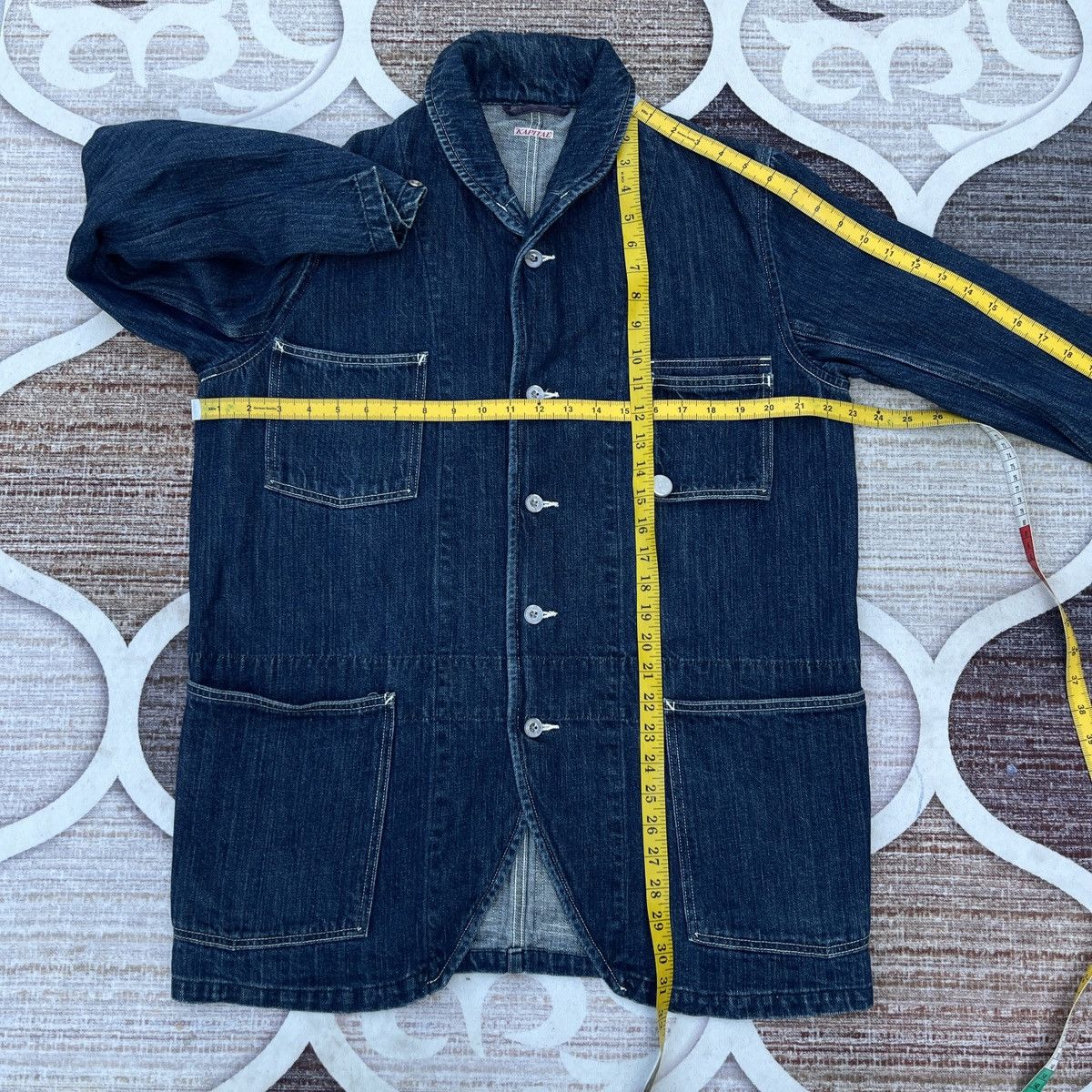 Kapital Kapital Indigo USN Shawl Collar Chore Denim Jacket Size US M / EU 48-50 / 2 - 8 Thumbnail