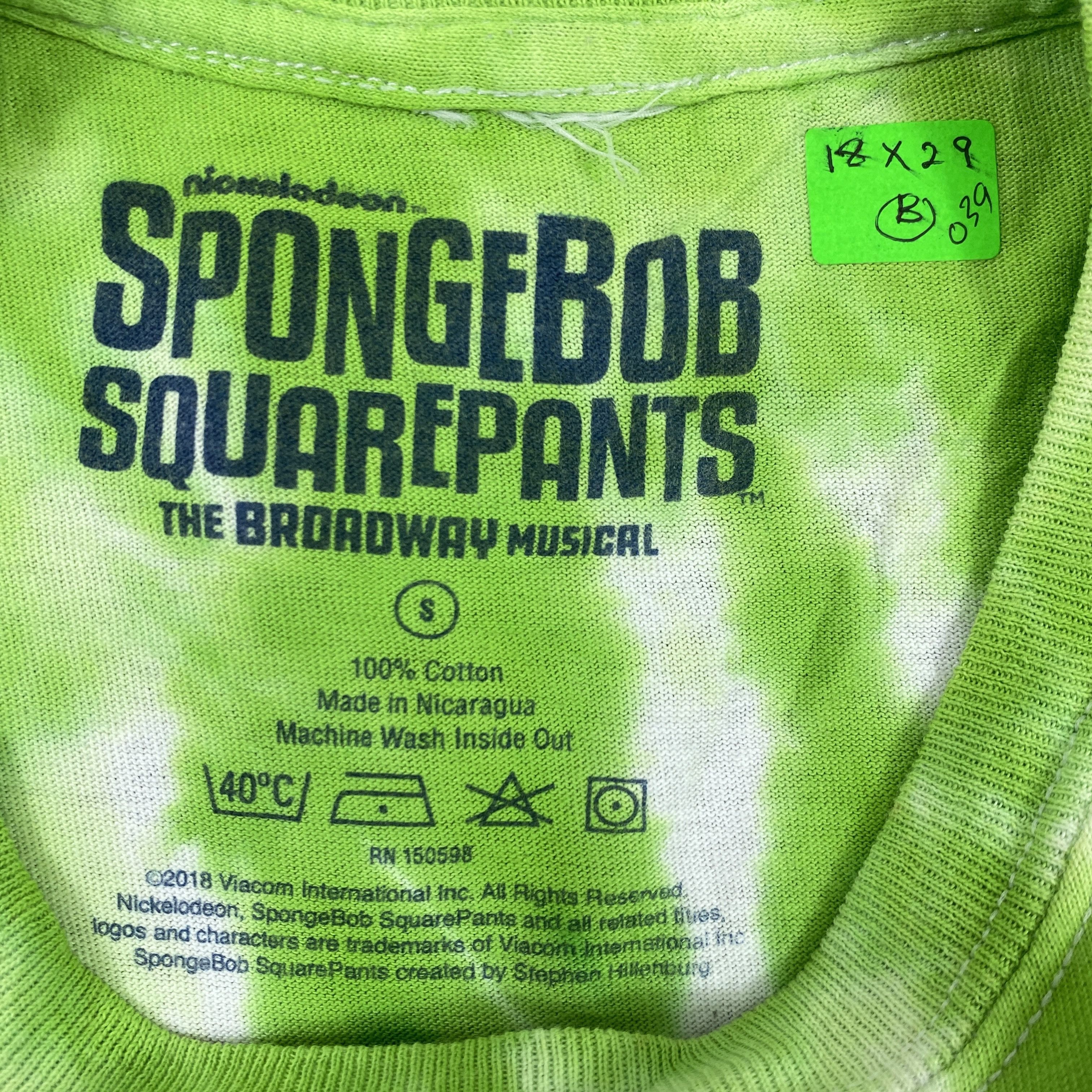 Cartoon Network Nickelodeon Spongebob Squarepants Tie Dye T-Shirt -B039 Size US S / EU 44-46 / 1 - 3 Thumbnail