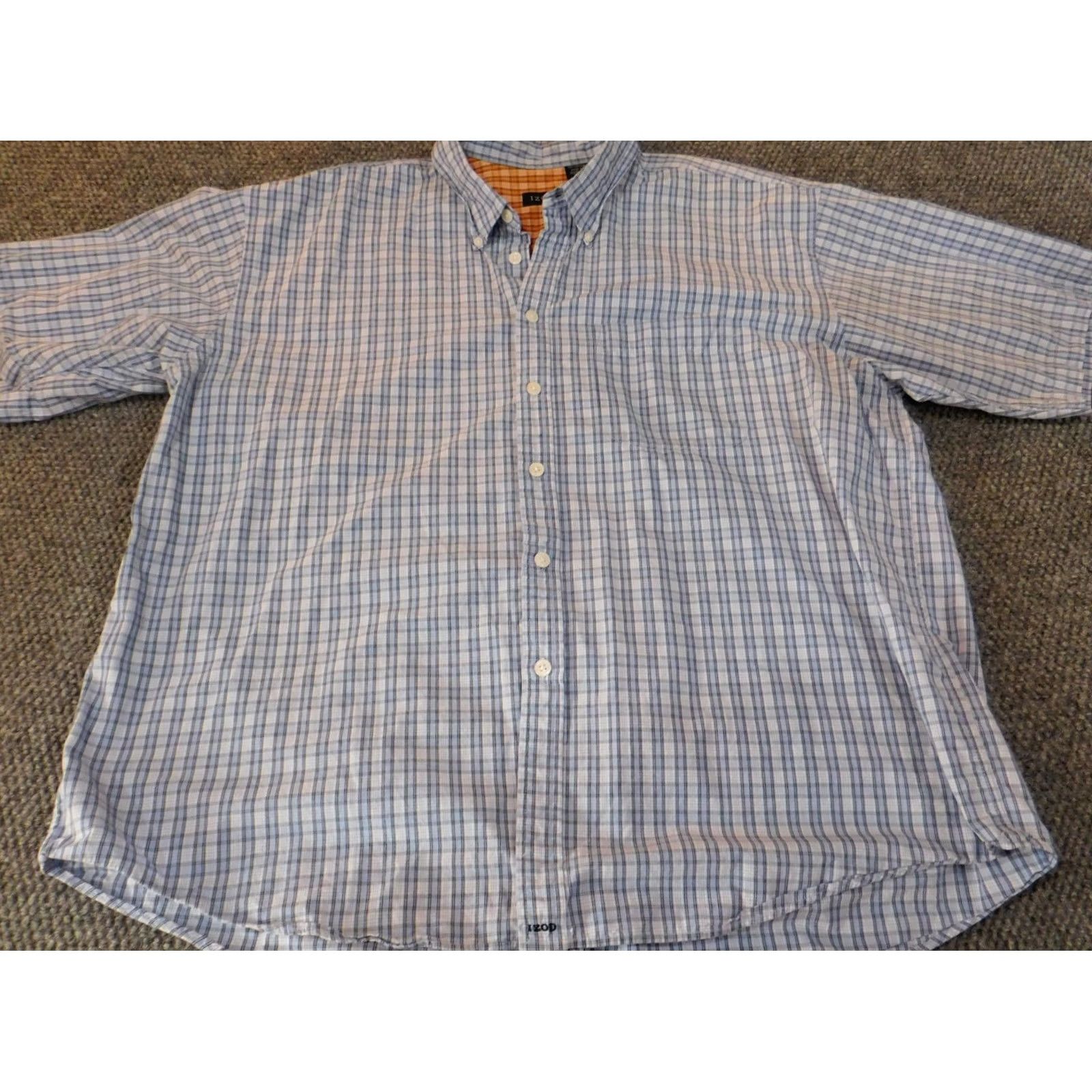 Izod IZOD Shirt 2XL Blue Plaid Long Sleeve Casual Button-Up Collared Regular Mens Size US XXL / EU 58 / 5 - 2 Thumbnail