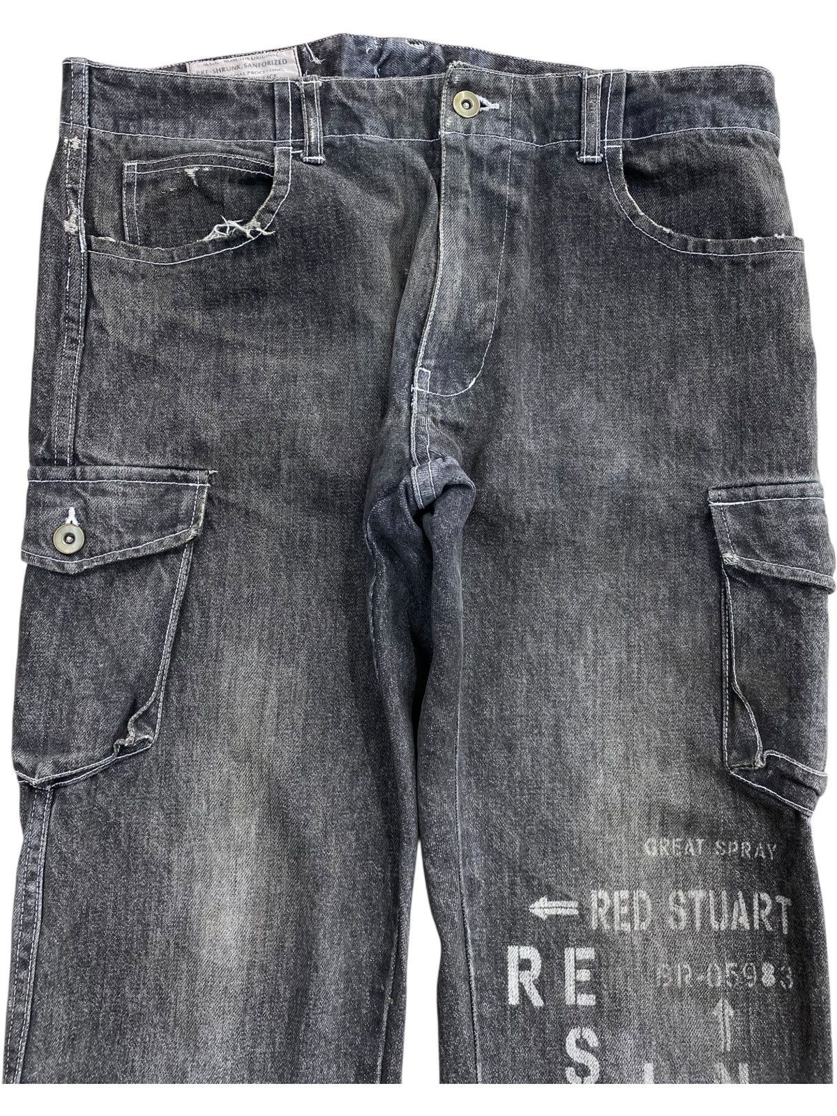 Japanese Brand Japanese Brand Cargo Style Painted Jeans Size US 35 - 2 Thumbnail