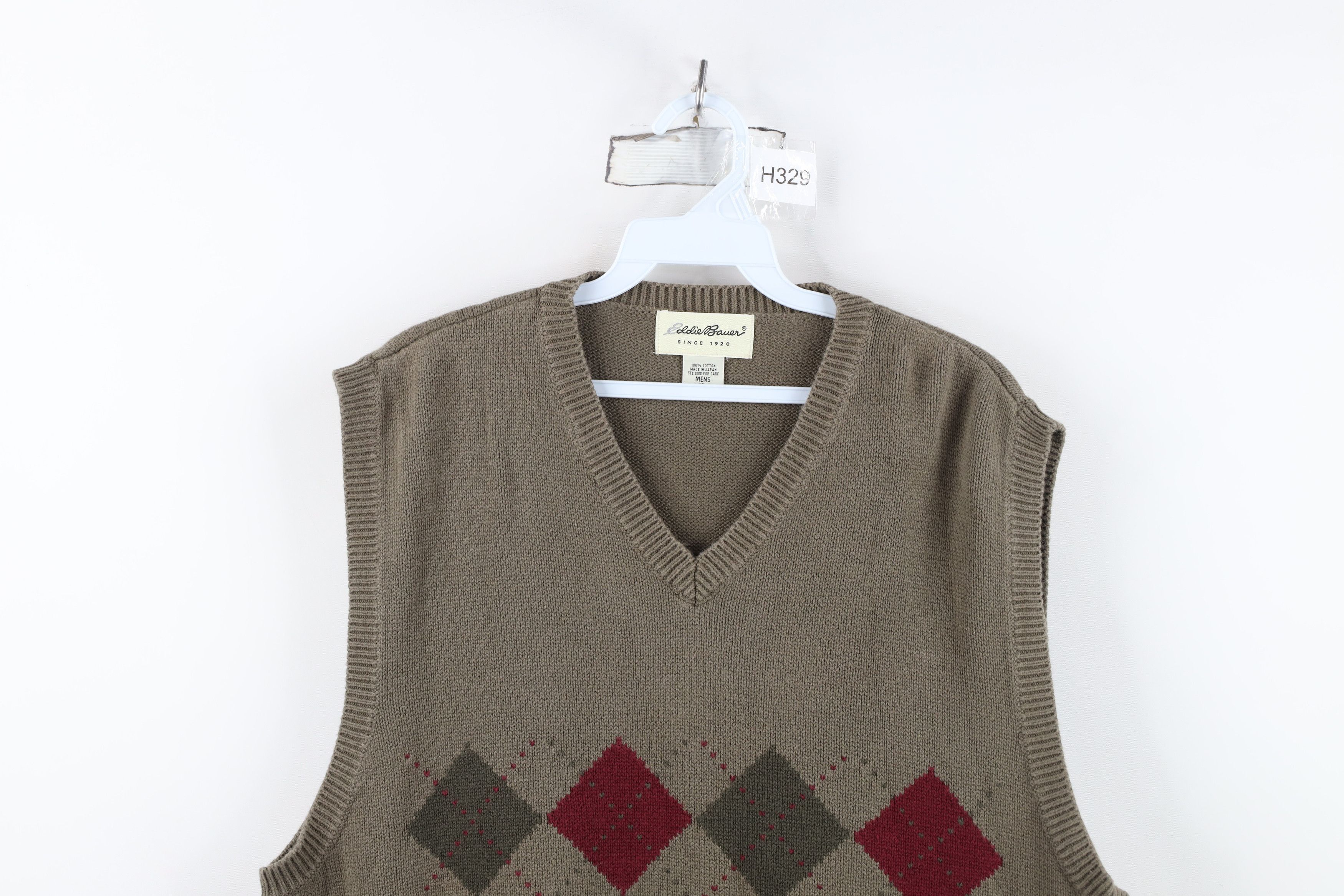 Eddie Bauer Vintage 90s Eddie Bauer Diamond Sweater Vest Cotton Japan Size US XL / EU 56 / 4 - 2 Thumbnail
