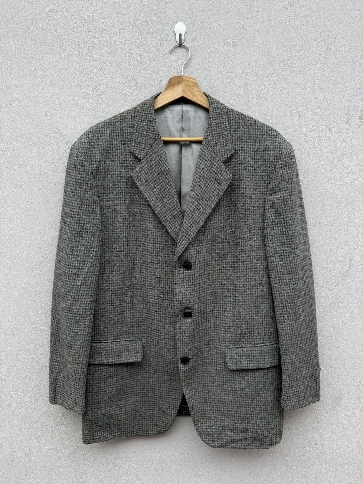 Kansai Yamamoto Vintage 90s KANSAI MAN Wool Blended Small Checked Blazer Size 42S - 1 Thumbnail
