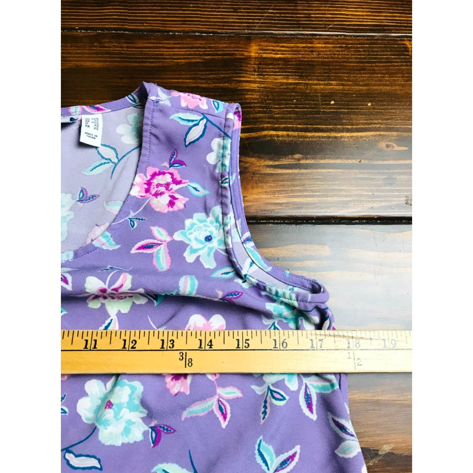 Denim & Co. Denim & Co. Tank Top Women XXS Purple Floral Sleeveless Ruffled Size XXS / US 00 / IT 34 - 3 Thumbnail
