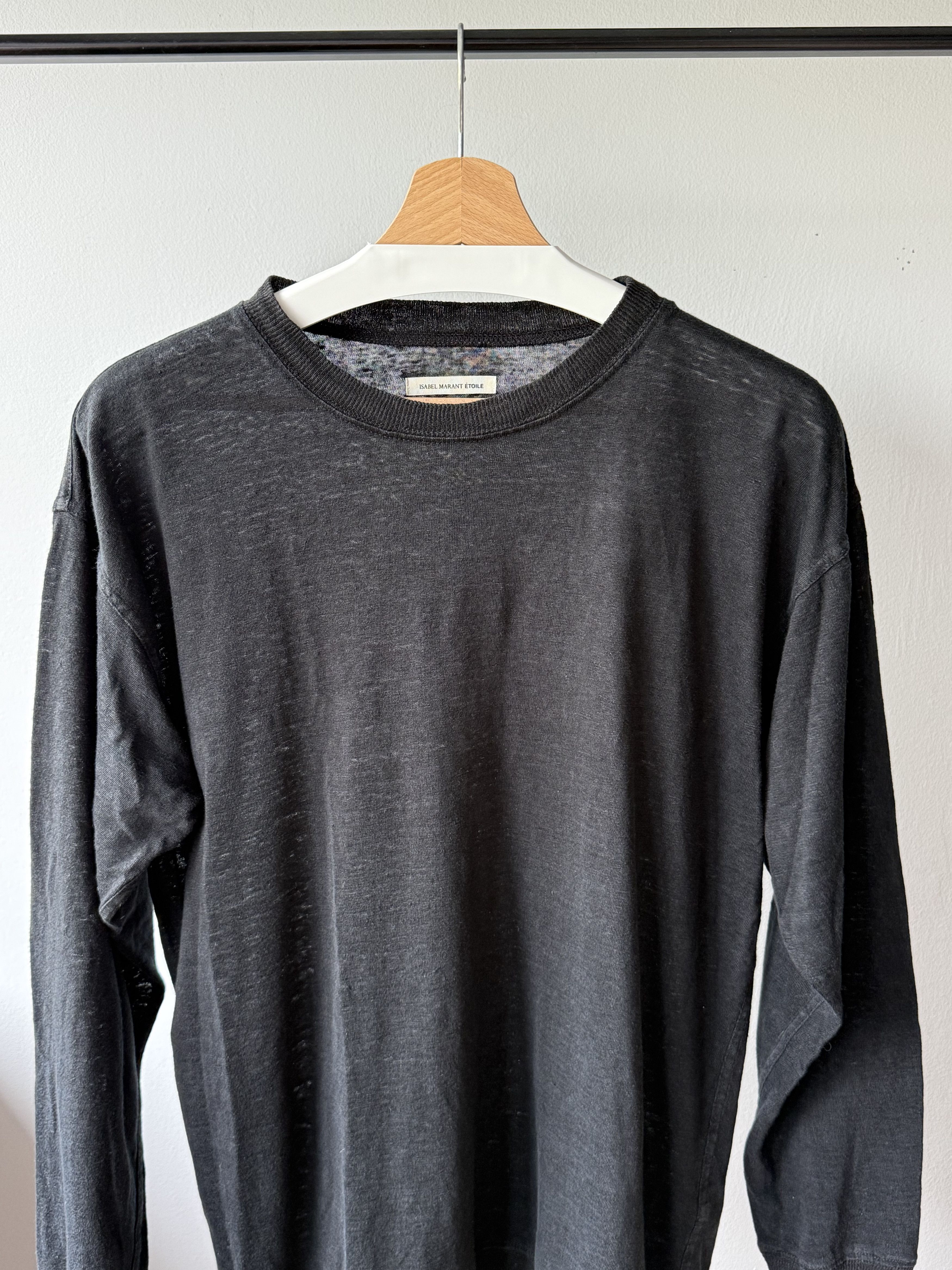 Isabel Marant Etoile Isabel Marant Etoile Black 100% Linen Long Sleeve T-Shirt Size M / US 6-8 / IT 42-44 - 3 Thumbnail