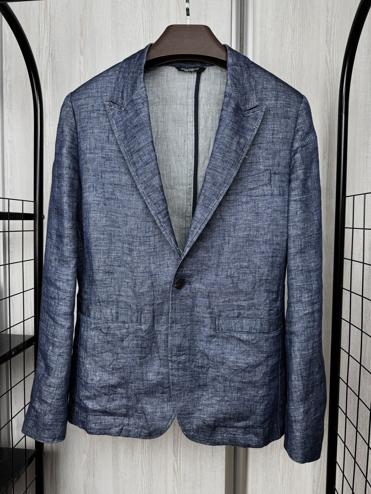 Dolce & Gabbana Dolce & Gabbana blue linen distressed made in Italy blazer Size 36R - 2 Thumbnail